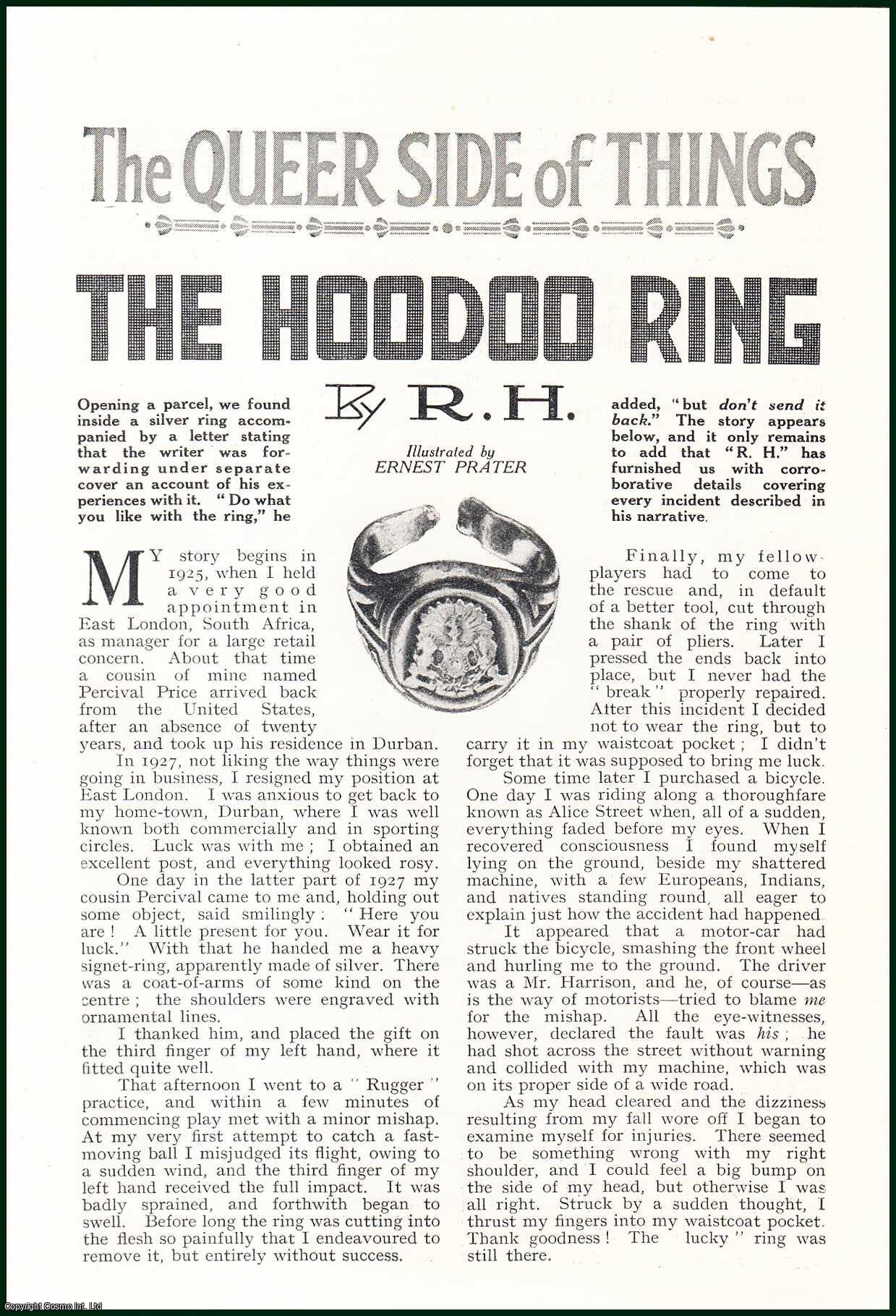 R.H, illustrated by Ernest Prater - The Hoodoo Silver Ring. This is an uncommon original article from the Wide World Magazine, 1936.
