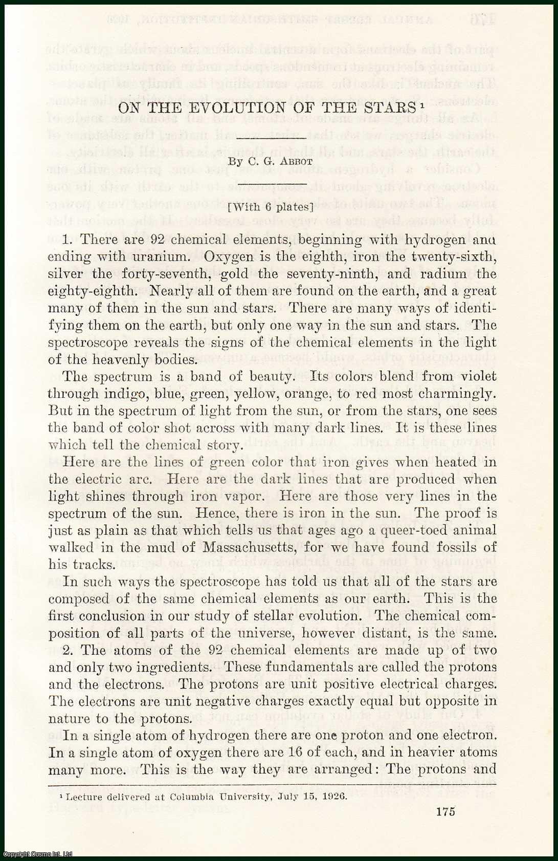 Charles G. Abbot - Evolution of The Stars. An original article from the Report of the Smithsonian Institution, 1926.