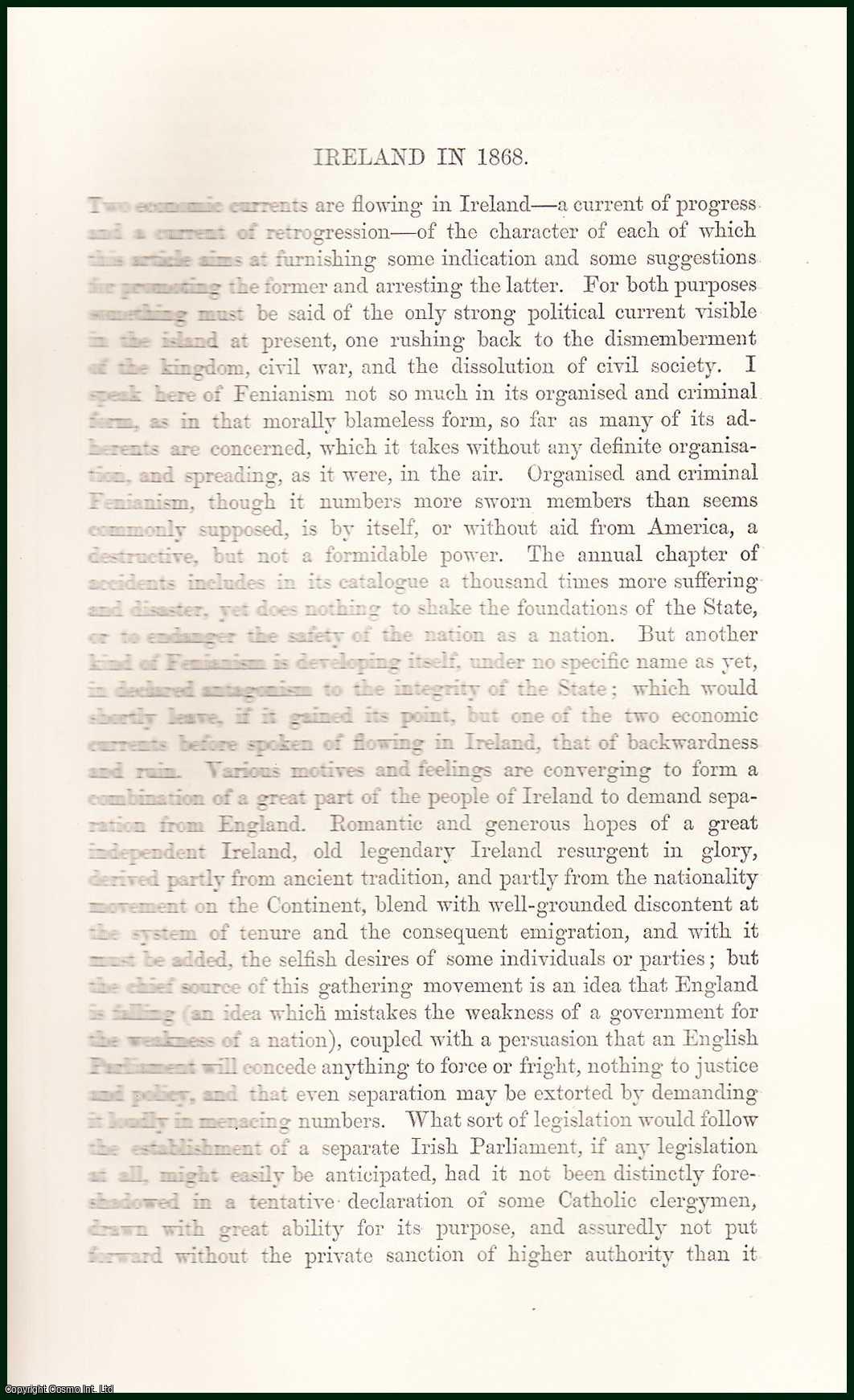 T.E. Cliffe Leslie - Ireland in 1868 : Two Economic currents are flowing in Ireland - a current of Progress & a current of Retrogression. An uncommon original article from The Fortnightly Review, 1868.