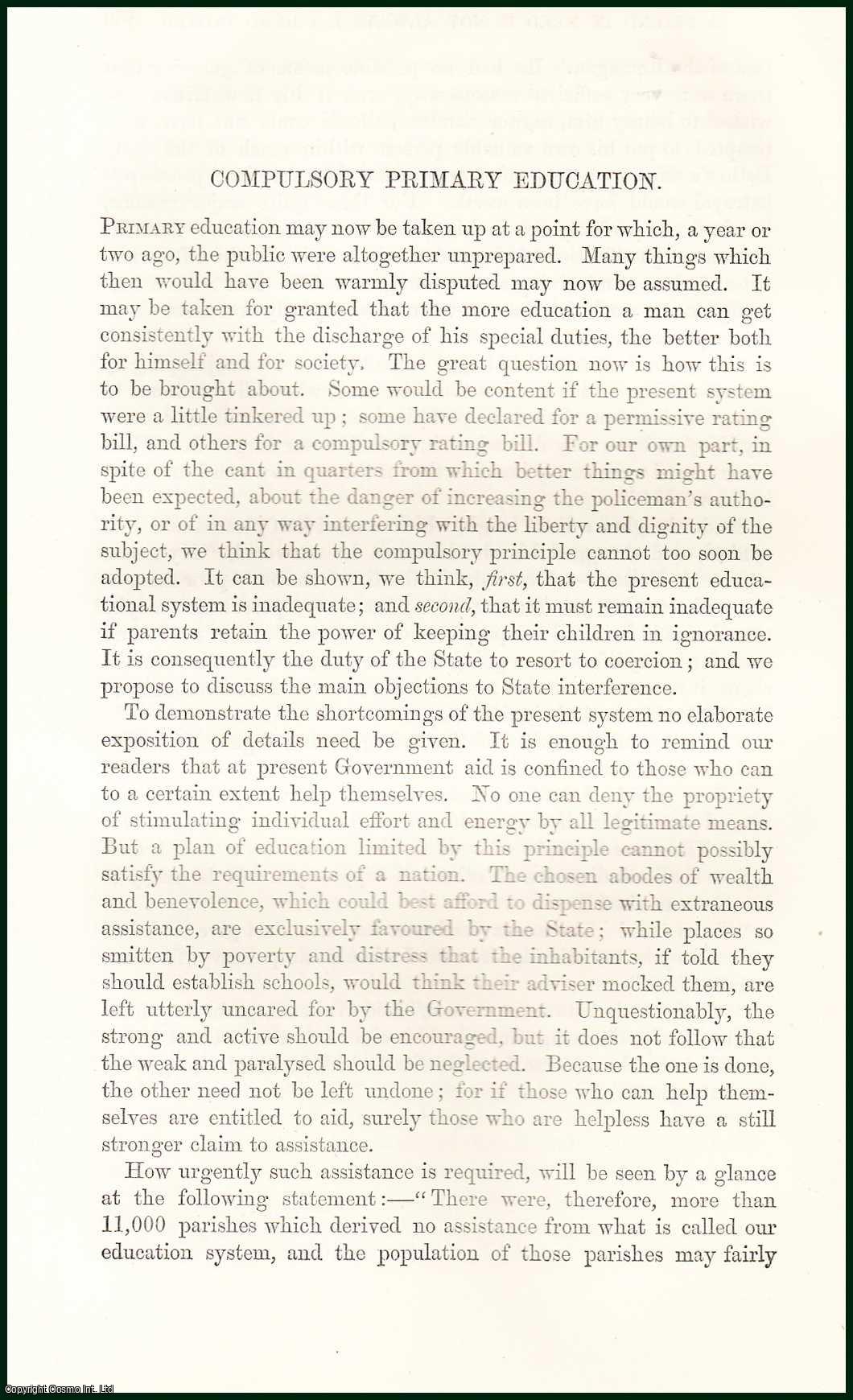 Dudley Campbell - Compulsory Primary Education. An uncommon original article from The Fortnightly Review, 1868.