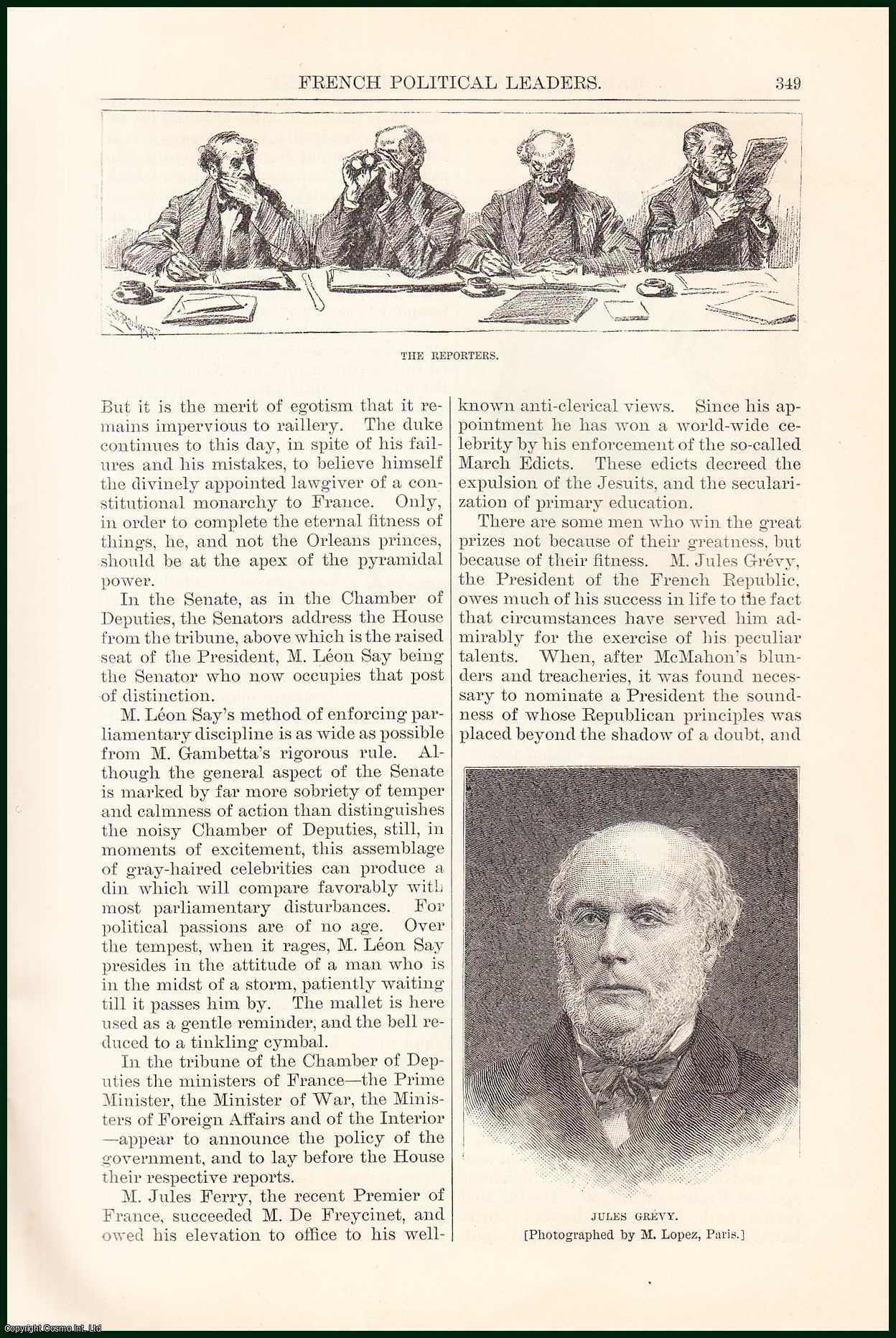 A. Bowman Blake - Jules Ferry ; Georges-Benjamin Clemenceau ; Jules Simon ; Jules Grevy & others : French Political Leaders. An uncommon original article from the Harper's Monthly Magazine, 1882.