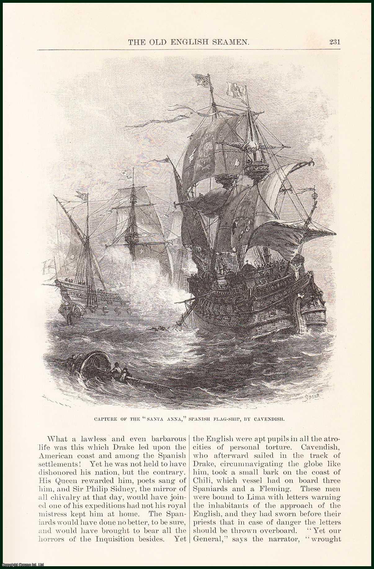 Thomas Wentworth Higgison - Sir Francis Drake's Attack on San Domingo ; Defeat of The British under Sir John Hawkins at San Juan De Ulloa ; The Capture of The Santa Anna, Spanish Flag-Ship, by Cavendish & more : The Old English Seamen. An uncommon original article from the Harper's Monthly Magazine, 1883.