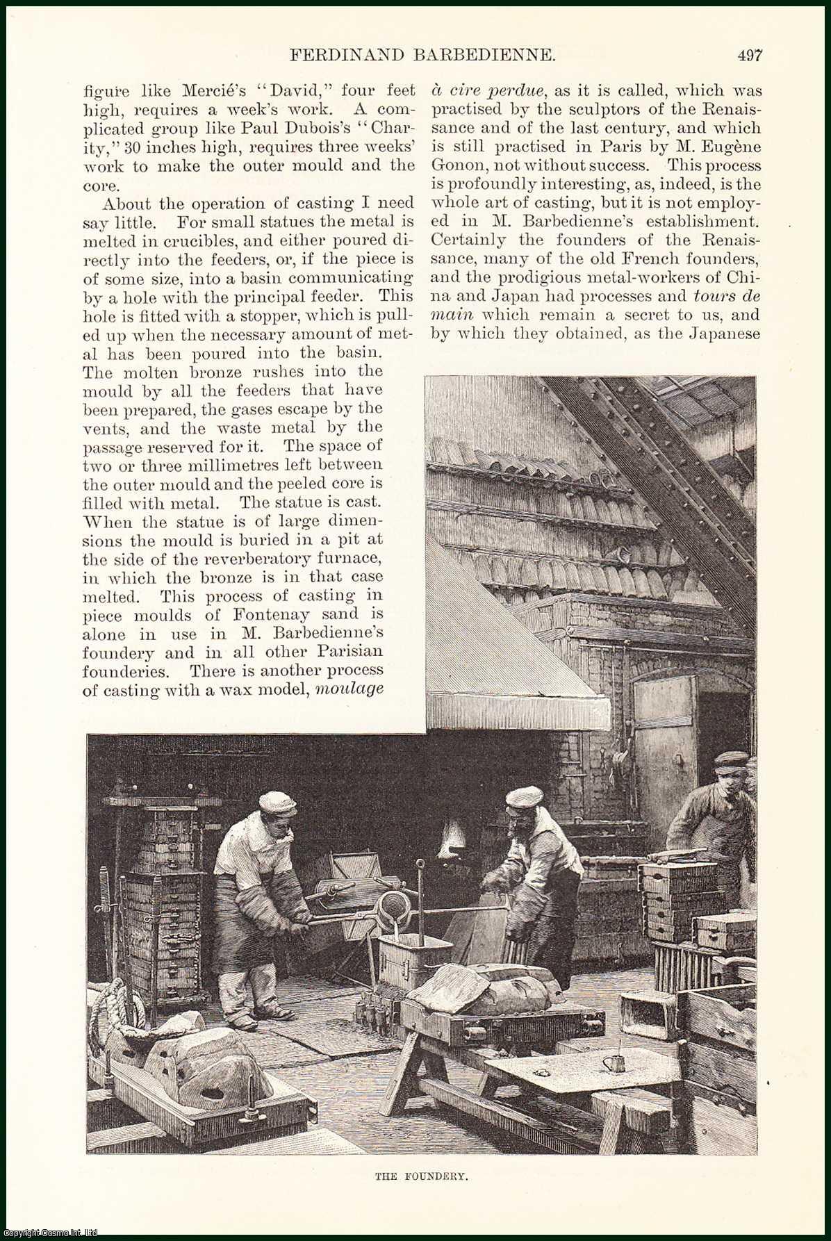 Theodore Child - Ferdinand Barbedienne, Artistic Bronze : French metalworker & manufacturer, who was well known as a bronze founder. An uncommon original article from the Harper's Monthly Magazine, 1886.