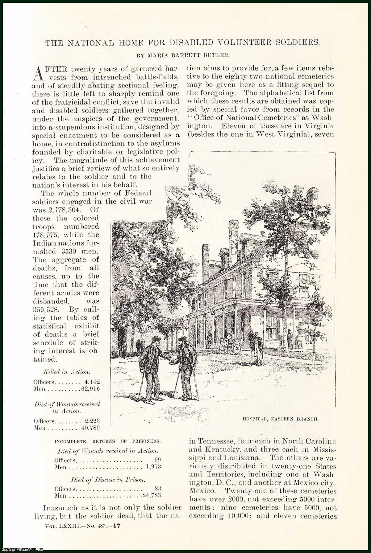 Maria Barrett Butler - The National Home For Disabled Volunteer Soldiers, United States. An uncommon original article from the Harper's Monthly Magazine, 1886.