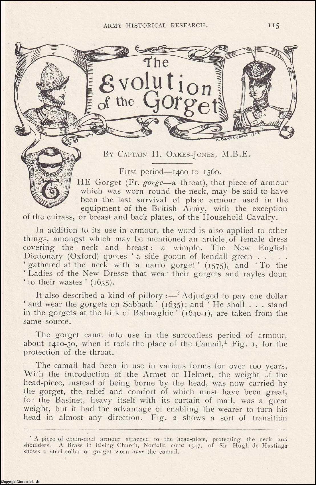 Captain H. Oakes-Jones - The Evolution of the Gorget (throat or neck armour). An original article from the Journal of the Society for Army Historical Research.
