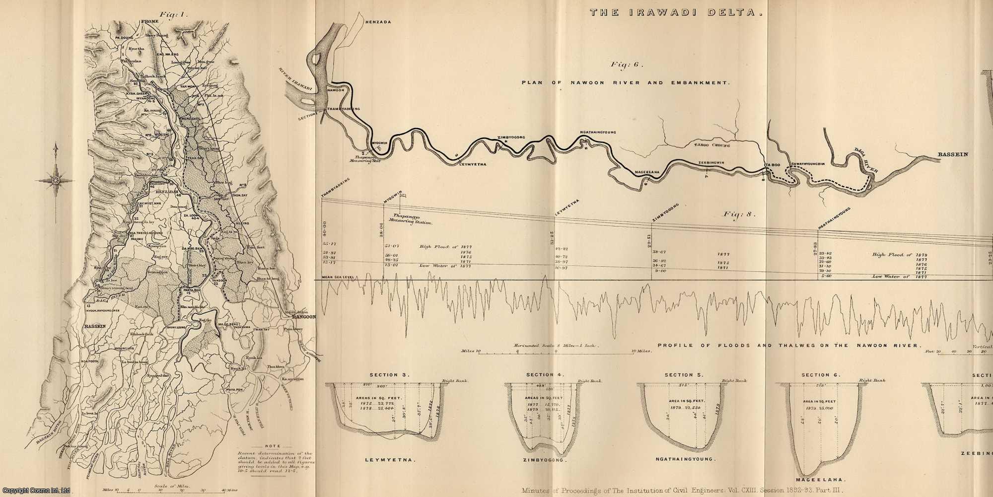 Robert Gordon - Hydraulic Work in The Irawadi Delta. An uncommon original article from the Institution of Civil Engineers 1893.