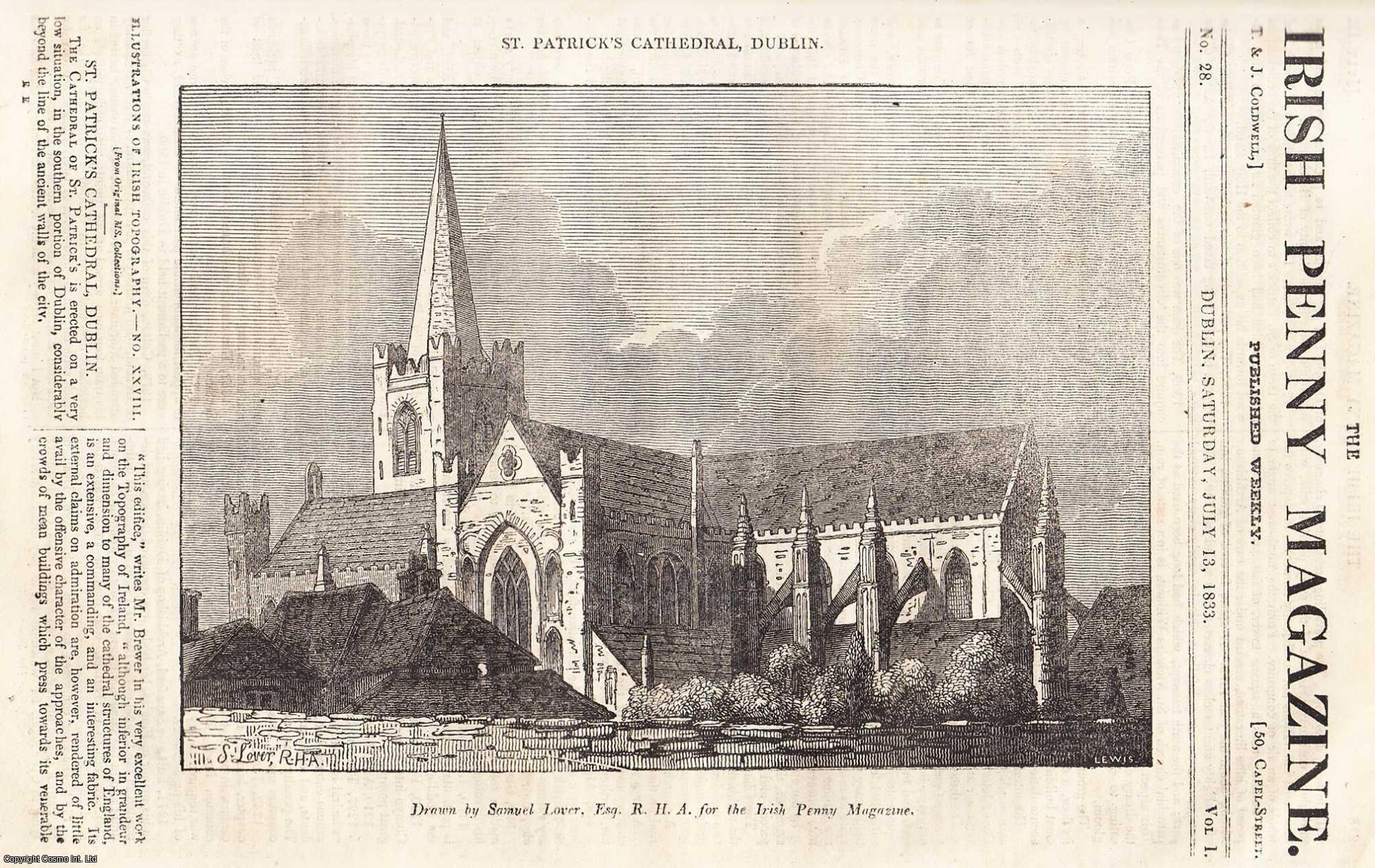 Irish Penny Magazine - 1833, St. Patrick's Cathedral, Dublin. Featured in a full weekly issue of the uncommon Irish Penny Magazine, 1833.