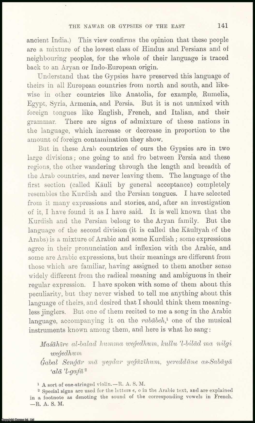 Father Anastas, the Carmelite. - The Nawar (part 2) or Gypsies of the East. An uncommon original article from the Journal of the Gypsy Lore Society, 1914.