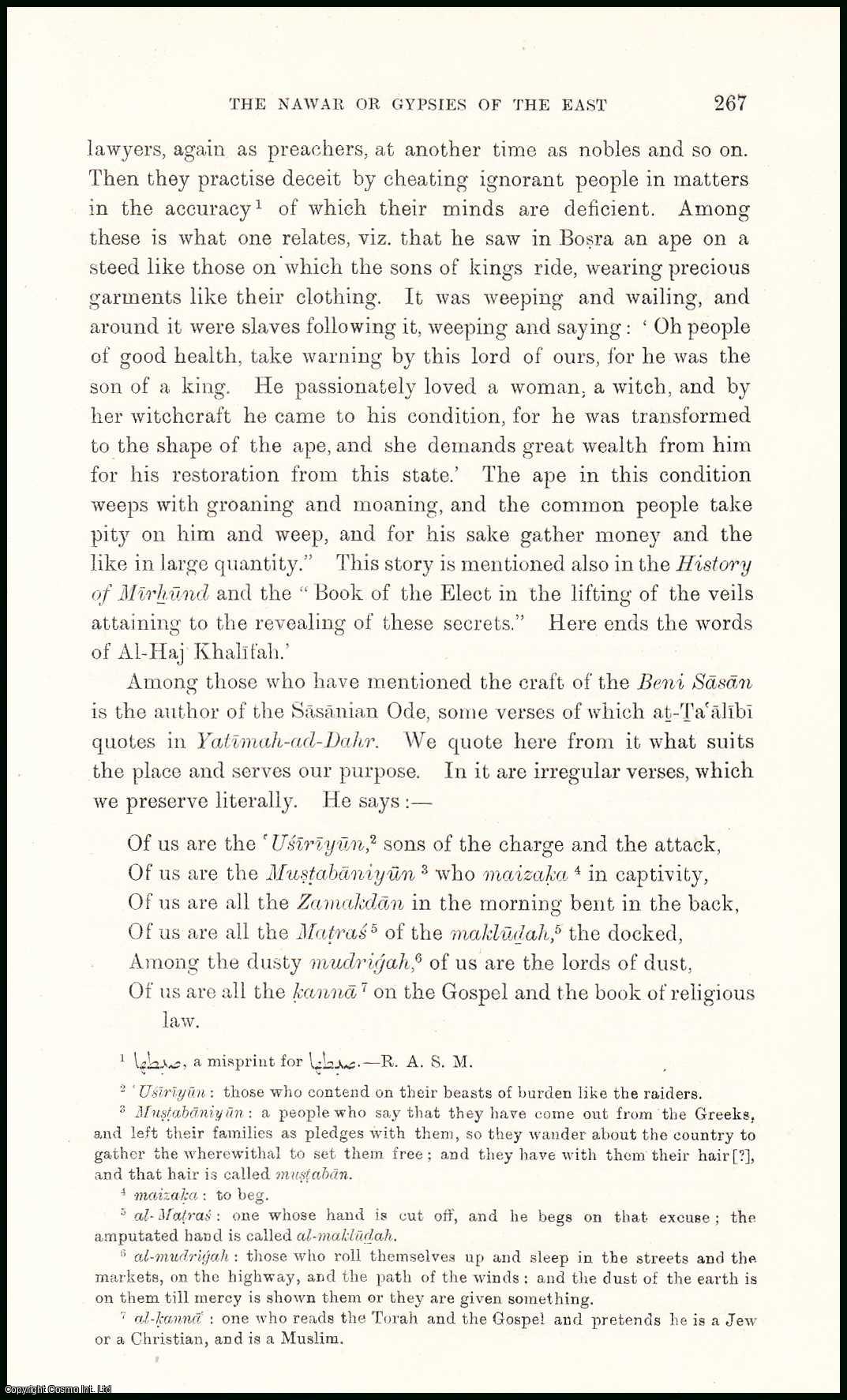 Father Anastas, the Carmelite. - The Nawar (part 3) or Gypsies of the East. An uncommon original article from the Journal of the Gypsy Lore Society, 1914.