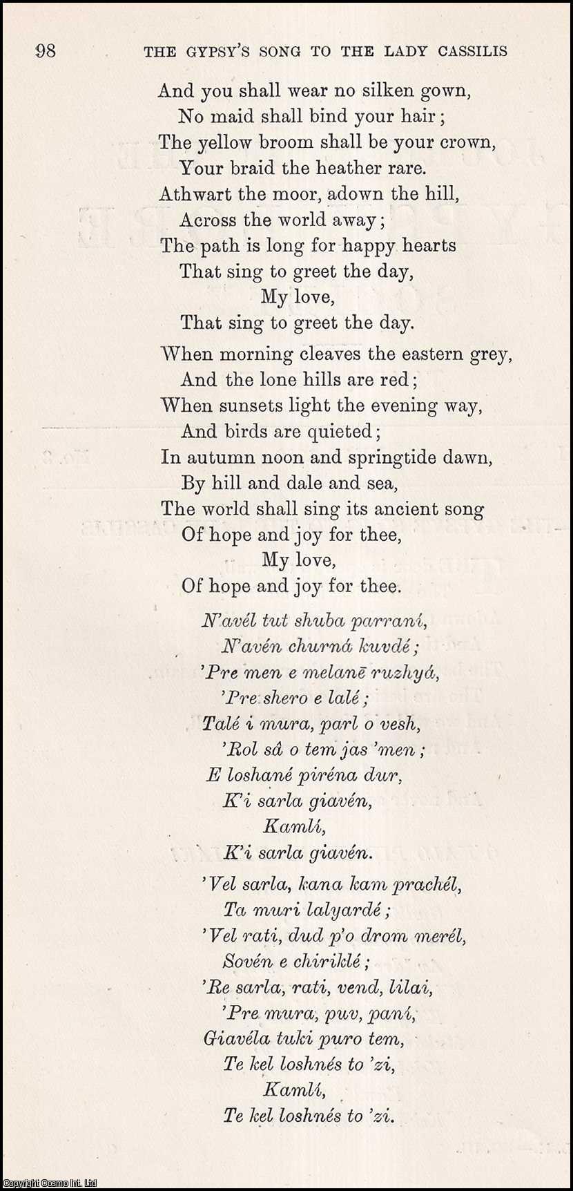 Donald MacAlister - The Gypsy's Song to the Lady Cassilis. An uncommon original article from the Journal of the Gypsy Lore Society, 1923.