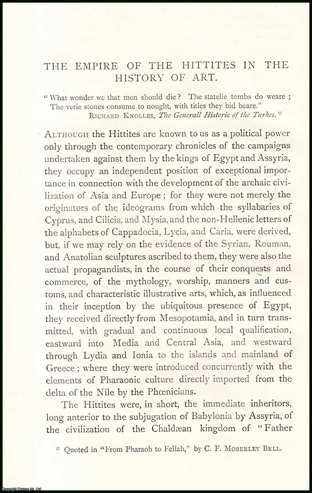 George Birdwood - The Empire of the Hittites in the History of Art. An uncommon original article from The Asiatic Quarterly Review, 1888.