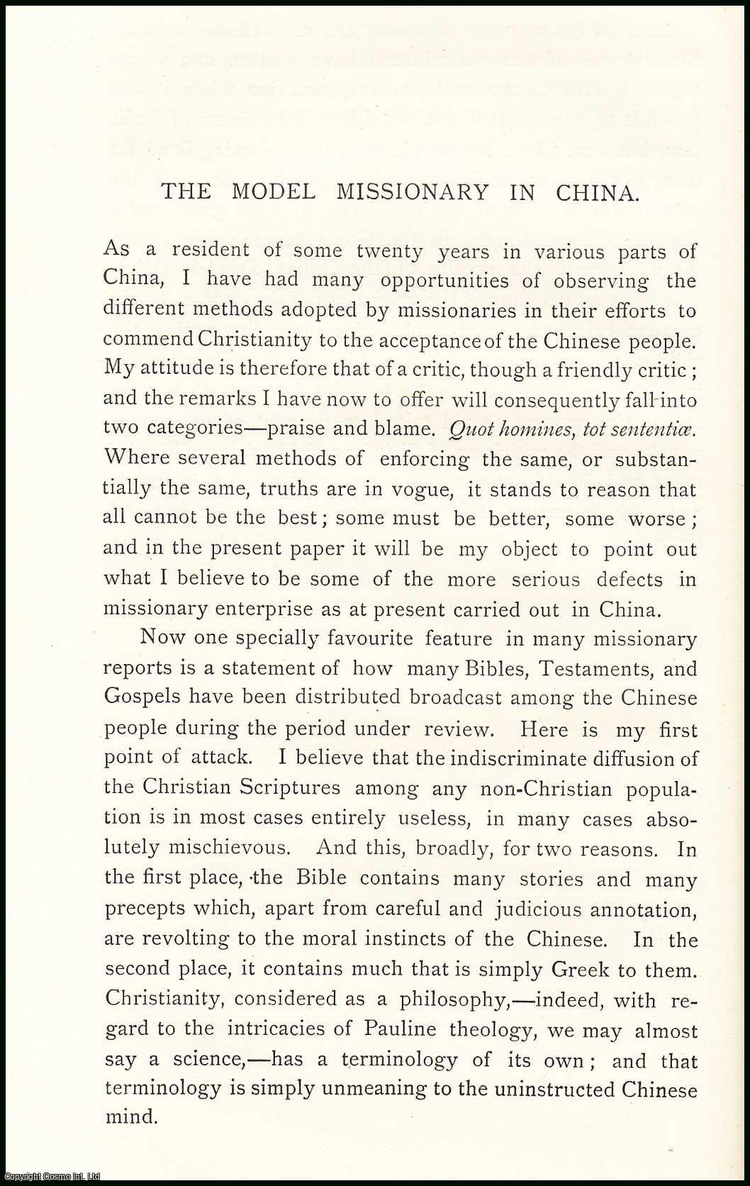 Frederic H. Balfour - The Model Missionary in China : commend Christianity to the acceptance of the Chinese people. An uncommon original article from The Asiatic Quarterly Review, 1890.