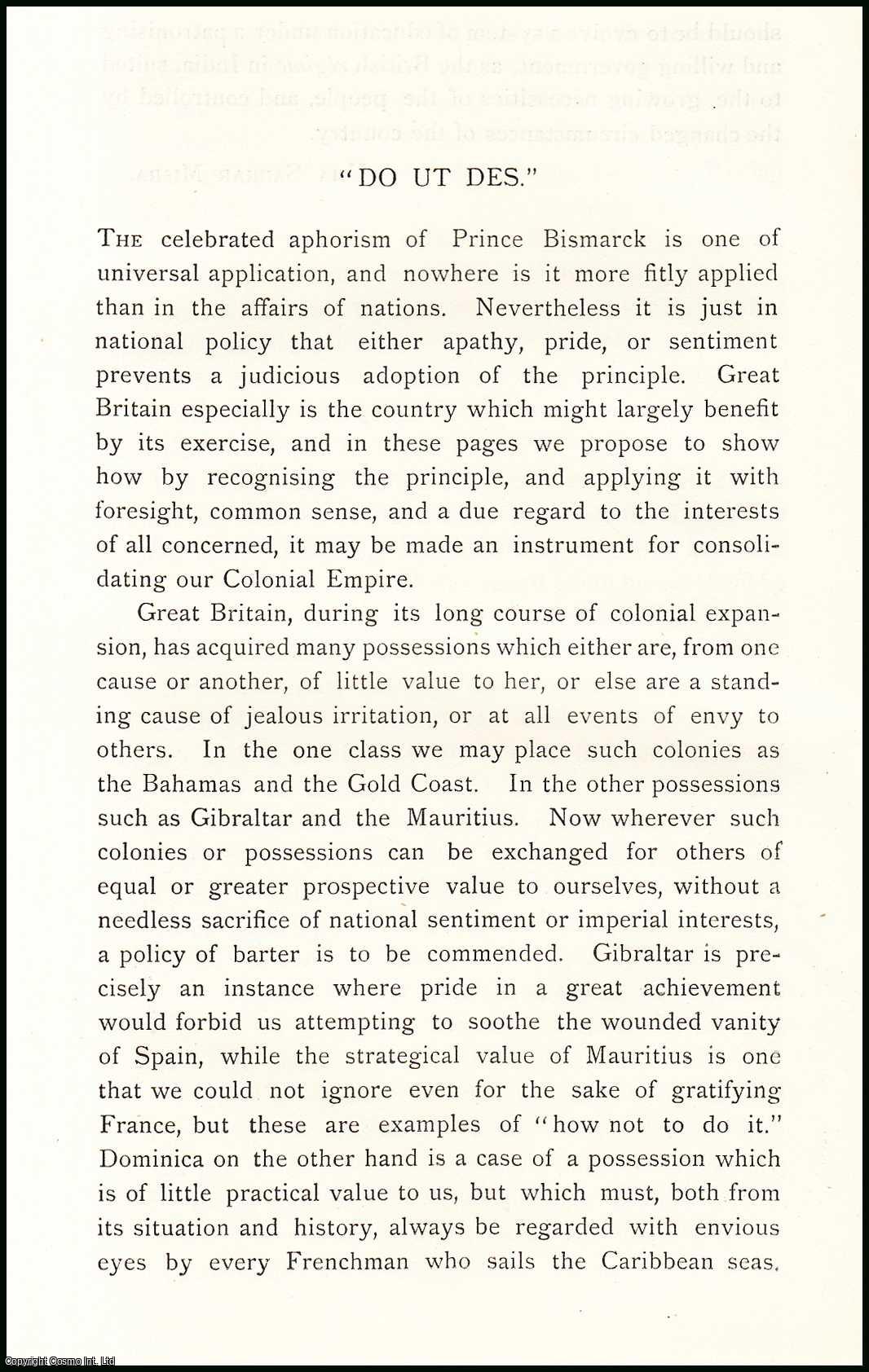 E.G.B. - Do ut Des : the usage of quid pro quo. An uncommon original article from The Asiatic Quarterly Review, 1890.