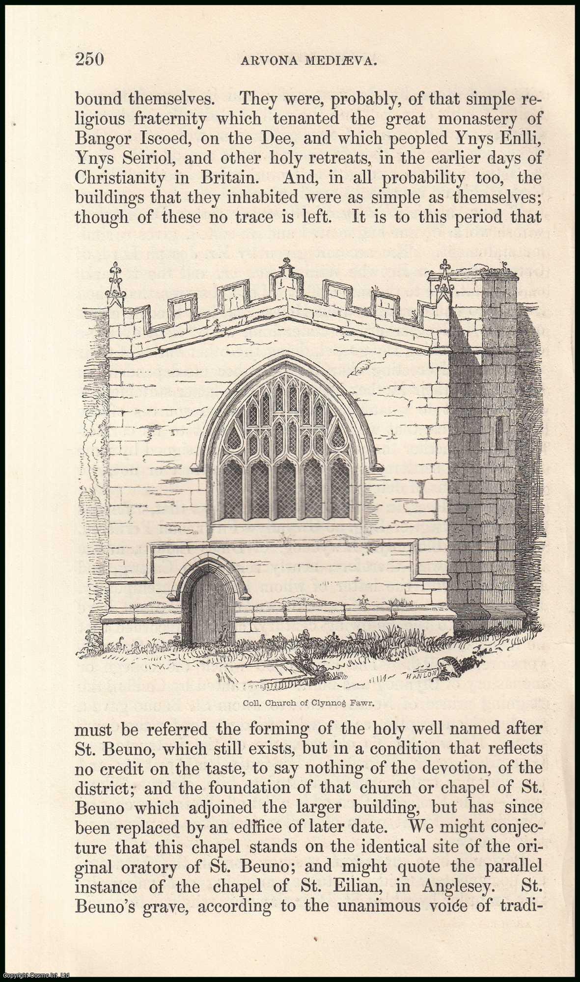 H.L.J. - Collegiate Church of Clynnog Fawr, Caernarvonshire. A complete 2 part original article from the Archaeologia Cambrensis, a Record of The Antiquities of Wales & its Marches, 1848.