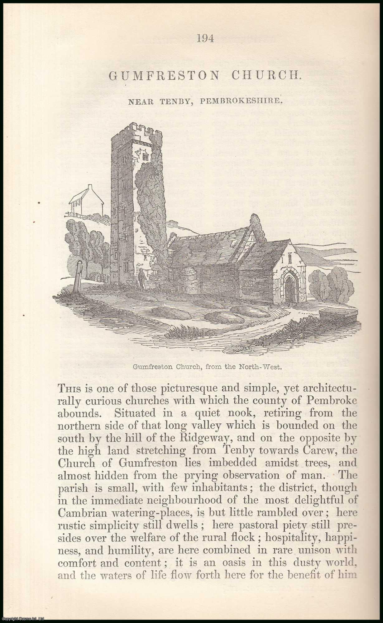 H.L.J. - Gumfreston Church, Near Tenby, Pembrokeshire. An original article from the Archaeologia Cambrensis, a Record of The Antiquities of Wales & its Marches, 1849.