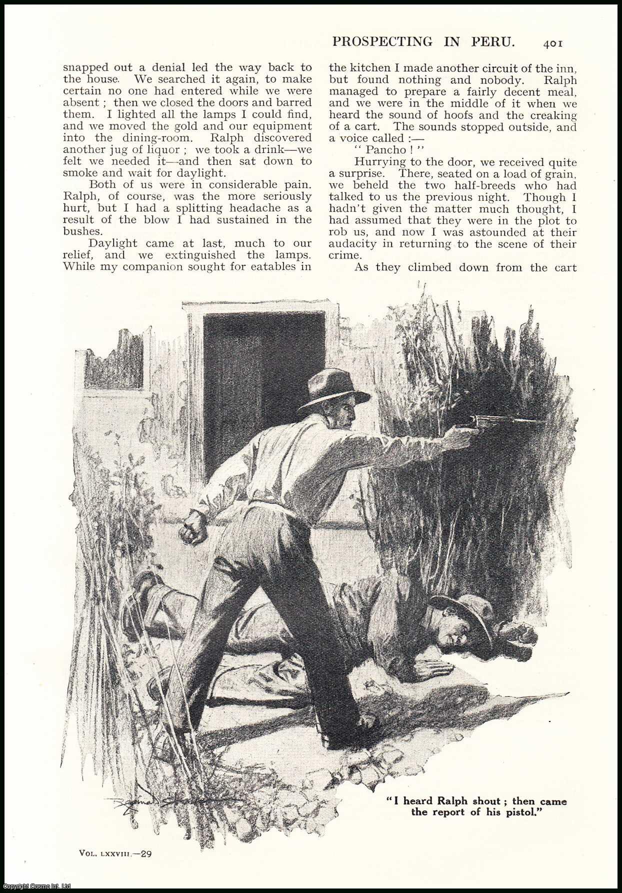 C.E. Stewart. Illustrated by Reginald Cleaver. - Prospecting in Peru : gold-hunting in the interior of Peru. An uncommon original article from the Wide World Magazine, 1937.