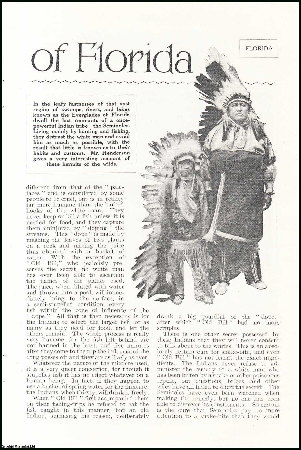 J.R. Henderson - The Seminoles Indian Tribe of Florida. An uncommon original article from the Wide World Magazine, 1926.