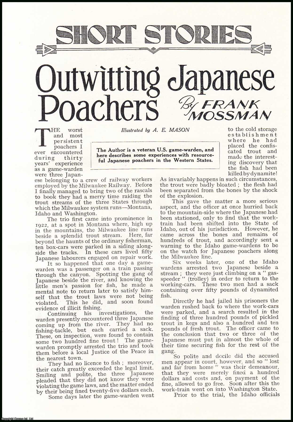 Frank Mossman. Illustrated by A.E. Mason. - Outwitting Japanese Poachers in the Western States. An uncommon original article from the Wide World Magazine, 1935.