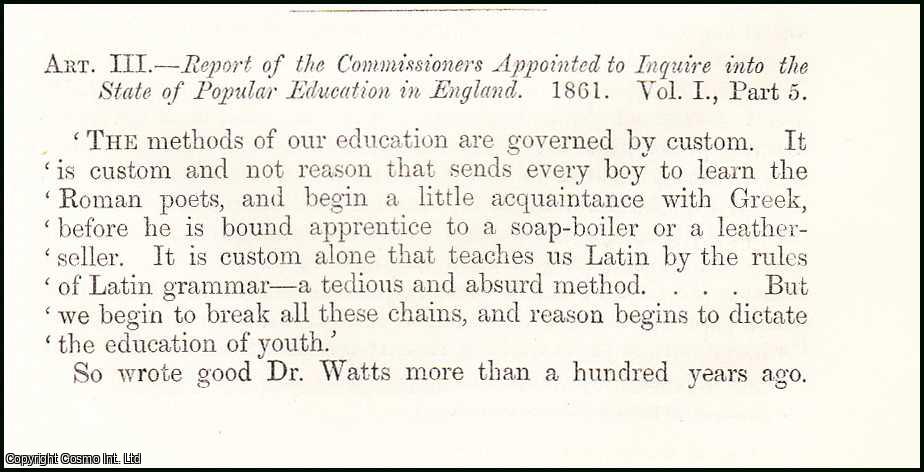Author Unknown - Our Smaller Grammer Schools : the State of Popular Education in England. A rare original article from the British Quarterly Review, 1863.