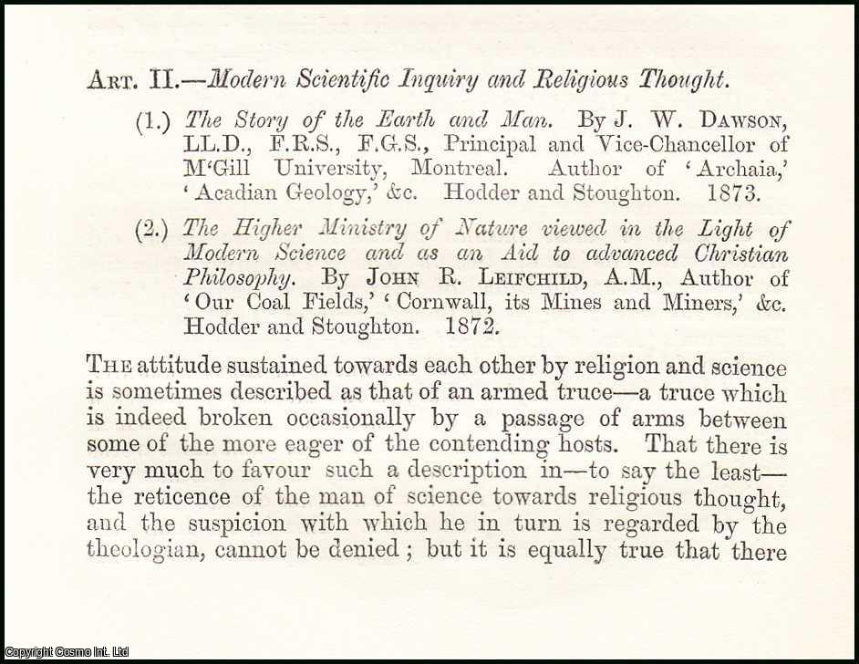 George Deane - Modern Scientific Inquiry and Religious thought. A rare original article from the British Quarterly Review, 1873.