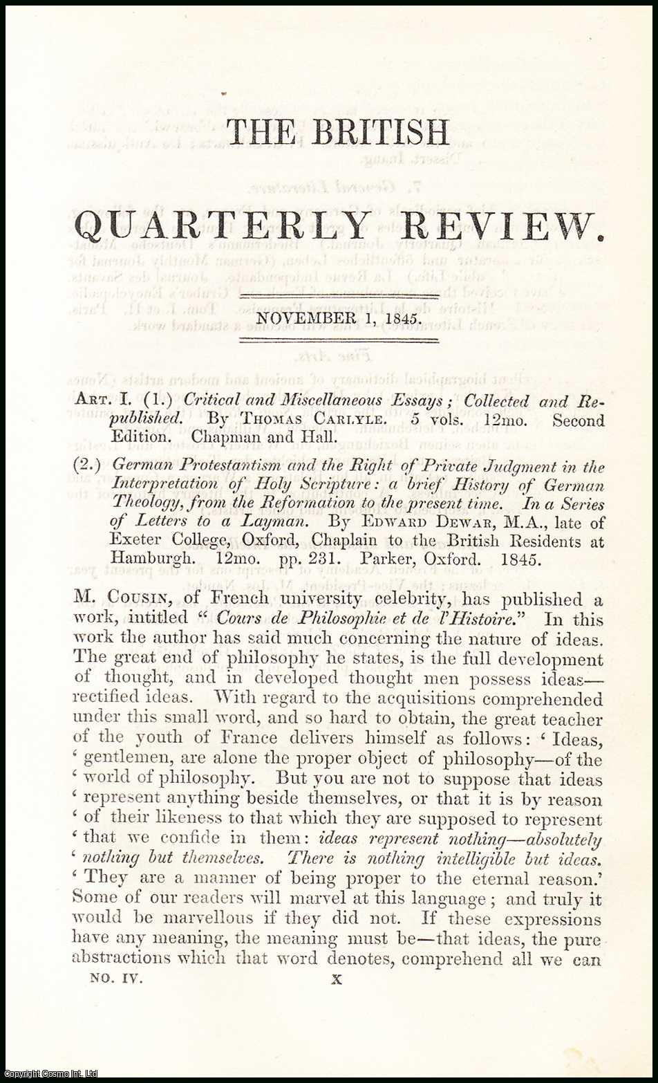Robert Vaughan - German Philosophy and Christian Theology. A rare original article from the British Quarterly Review, 1845.