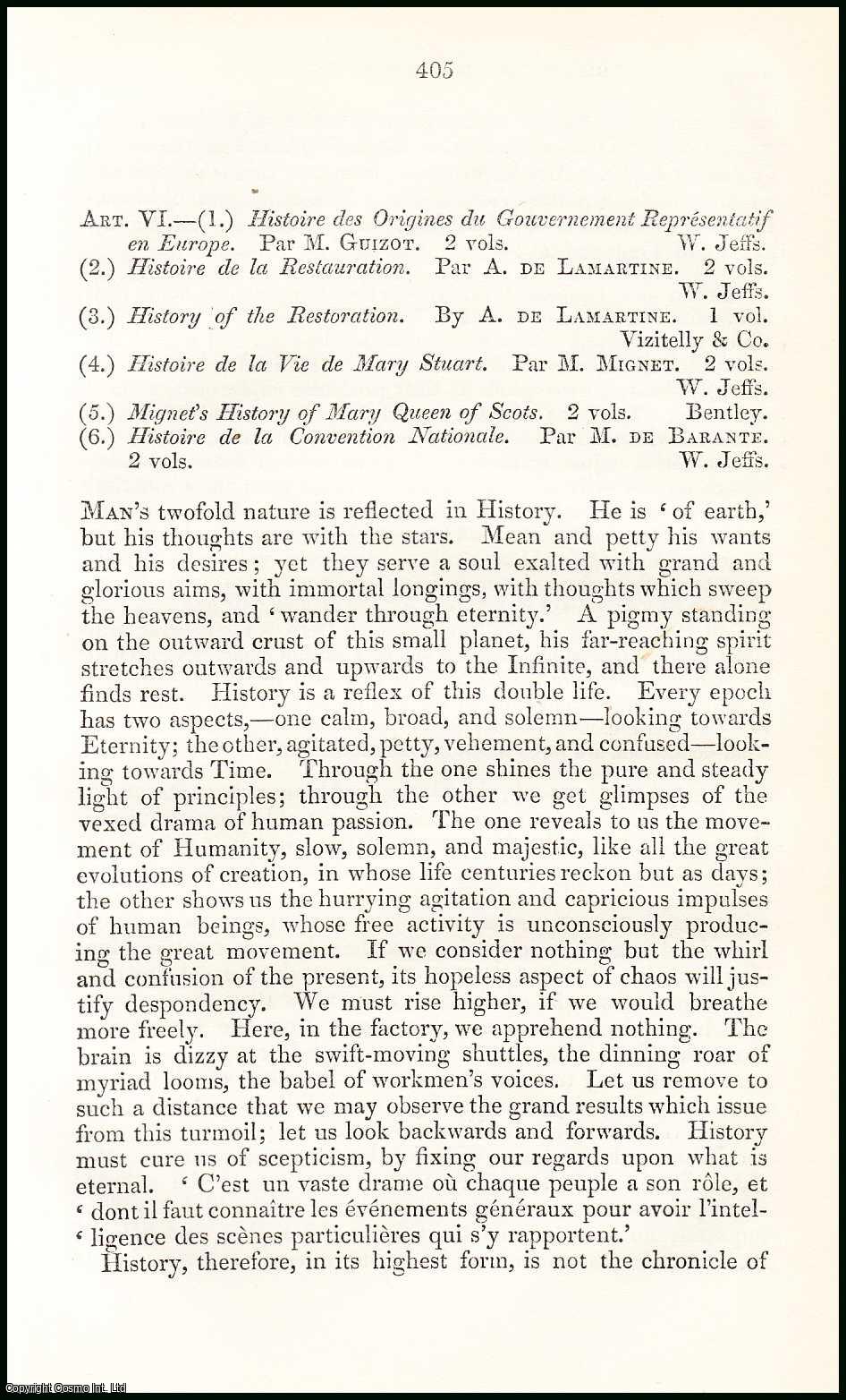 G. H. Lewes - History by Modern Frenchmen : Napoleon ; What is History ; Study of History ; the Moral Law & more. A rare original article from the British Quarterly Review, 1851.