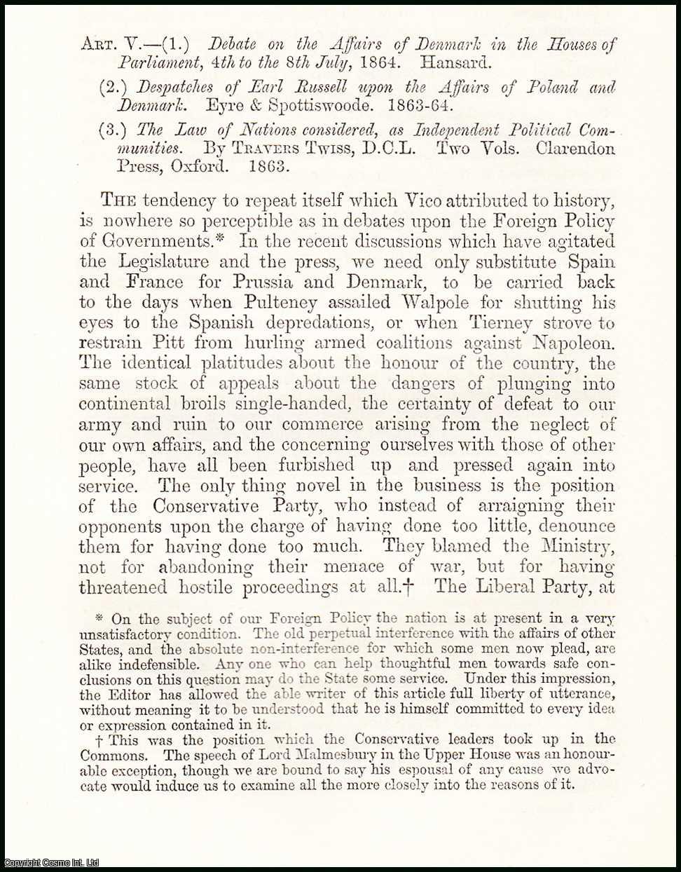 Author Unknown - Our Foreign Policy. A rare original article from the British Quarterly Review, 1864.