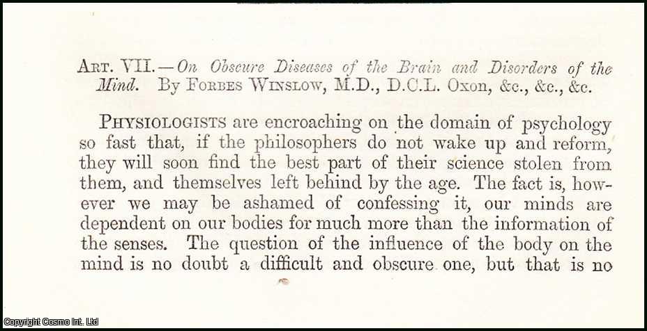 Author Unknown - Mind and Brain. A rare original article from the British Quarterly Review, 1864.