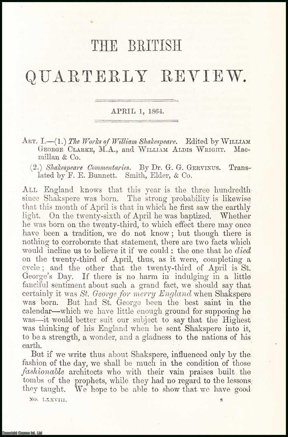 Hannah Lawrance - Shakespeare. A rare original article from the British Quarterly Review, 1864.