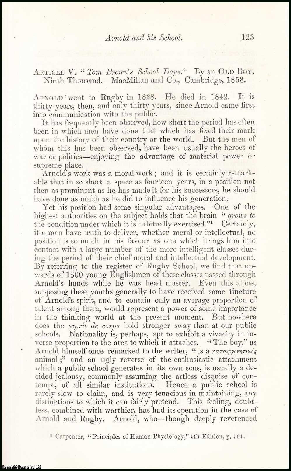 Thomas Burbidge - Arnold & his School. An uncommon original article from the North British Review, 1858.