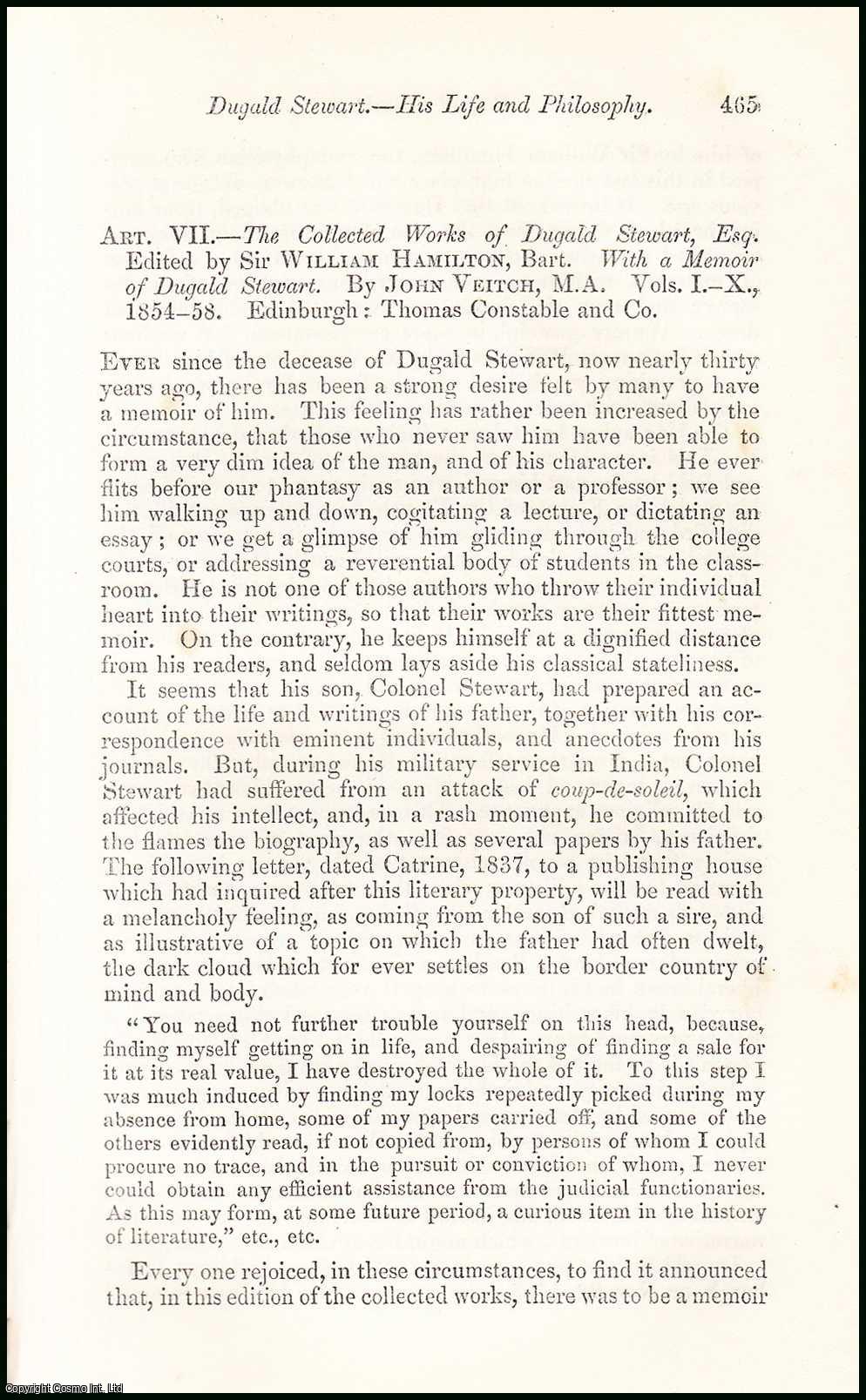 James McCosh - Dugald Stewart : his Life & Philosophy. An uncommon original article from the North British Review, 1858.