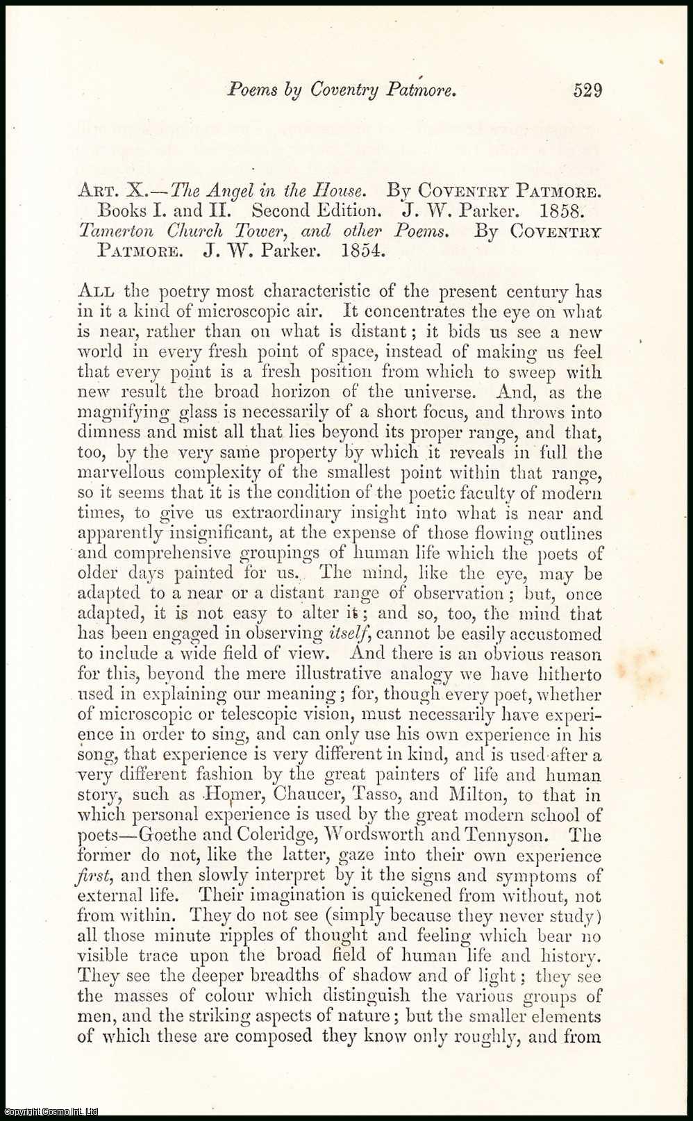 R.H. Hutton - Poems, by Coventry Patmore. An uncommon original article from the North British Review, 1858.