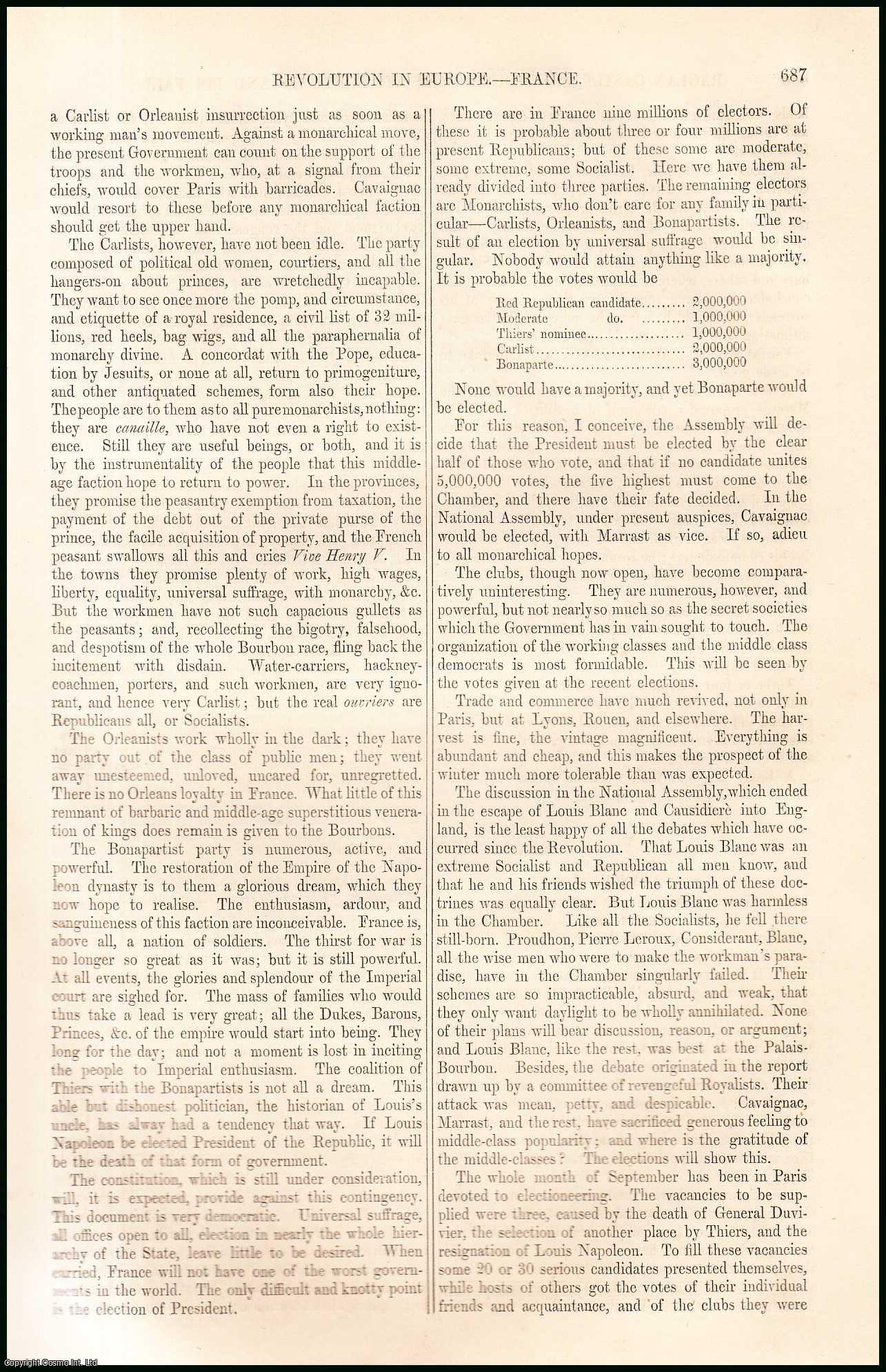 P.B. St. John - Revolution in Europe ; France ; Italy ; Bohemia & more TOGETHER WITH Sects & Sectaries of the French Revolution. An original article from Tait's Edinburgh Magazine, 1848.