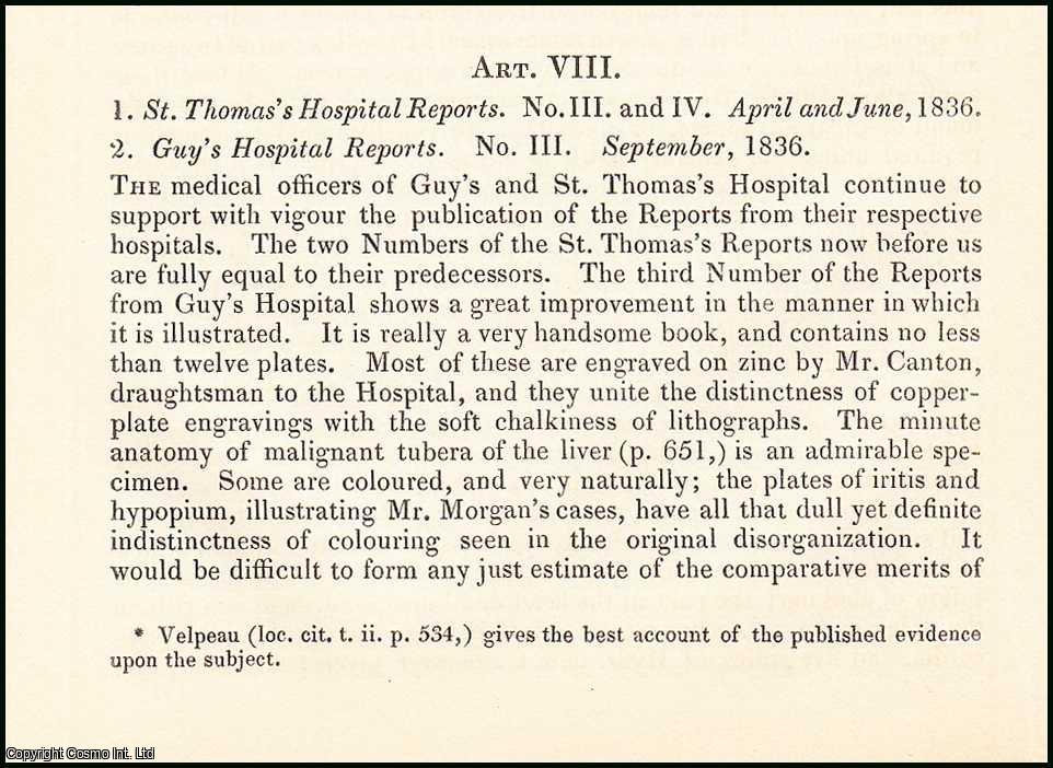 Edited by Sir John Forbes & John Conolly - St. Thomas's Hospital Reports. An original essay from the British & Foreign Medical Review, 1837. No author is given for this article.