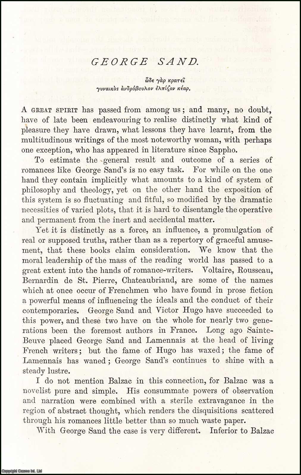Frederic W. H. Myers - George Sand, French Novelist. An original article from the Nineteenth Century Magazine, 1877.
