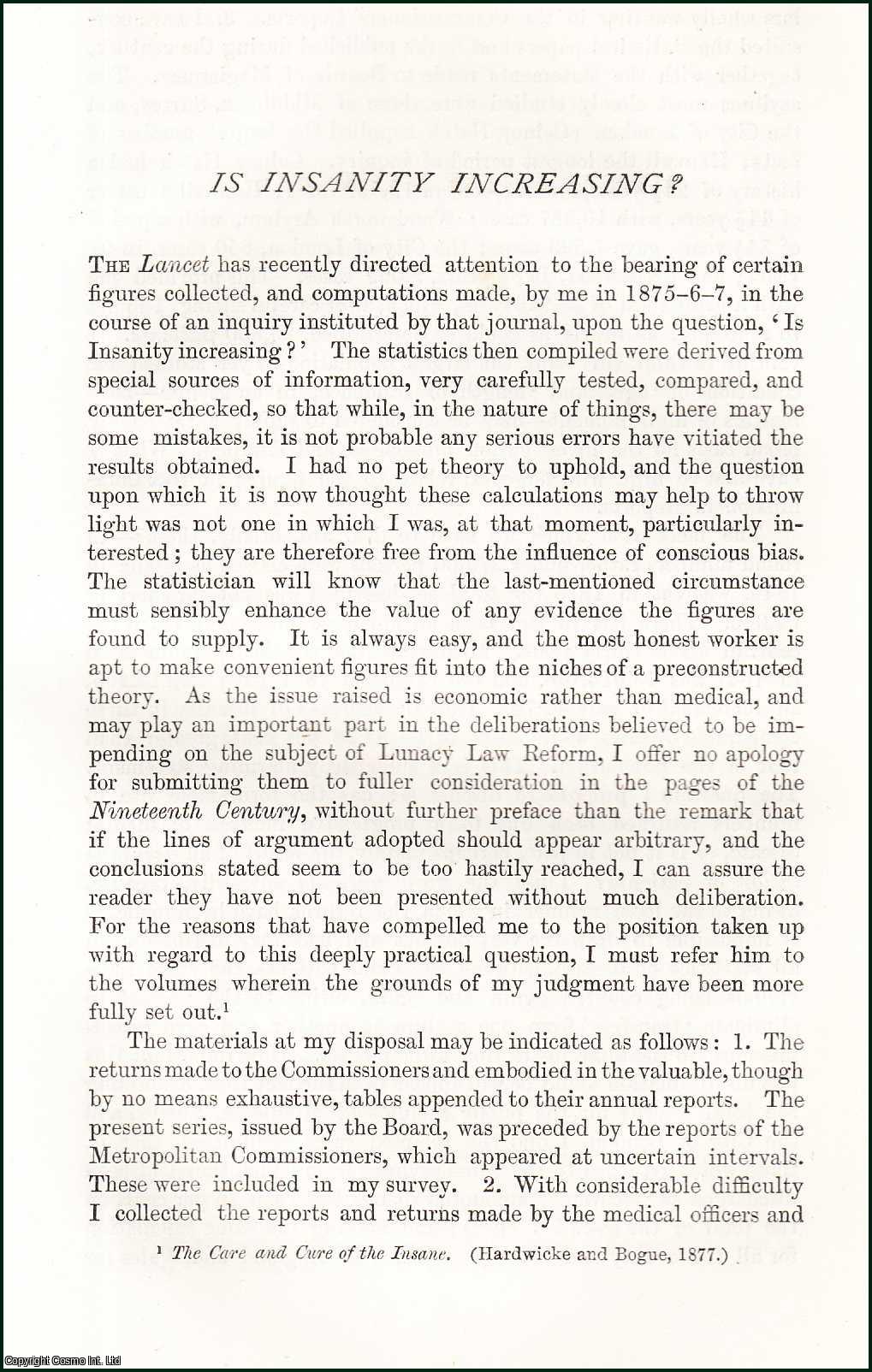 W.E. Gladstone - Is Insanity Increasing? An original article from the Nineteenth Century Magazine, 1879.