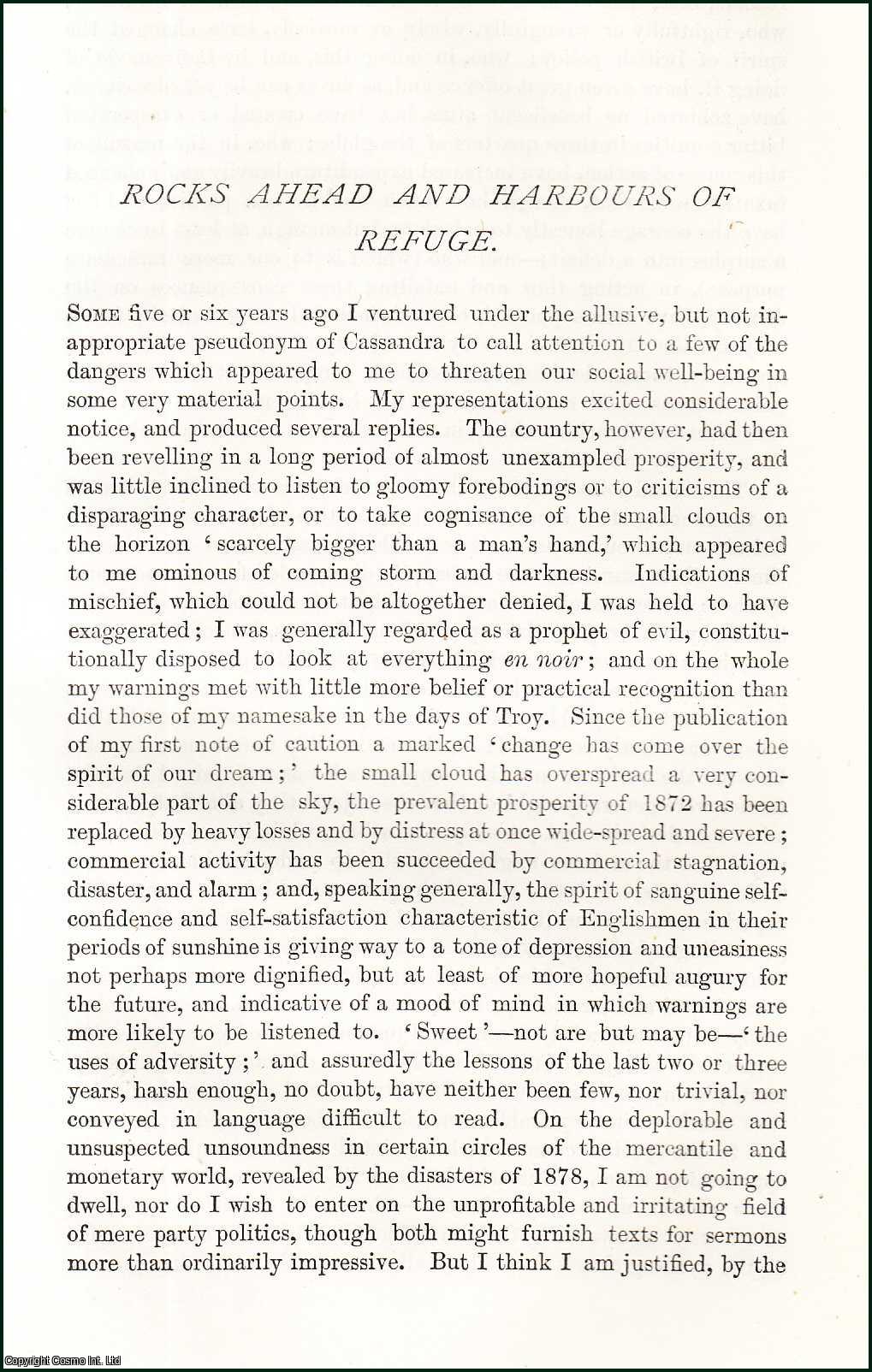 W.R. Greg - Rocks ahead and Harbours of Refuge : the Ministerial Policies posing a threat to the Economic and Productive Supremacy of Great Britain. An original article from the Nineteenth Century Magazine, 1879.