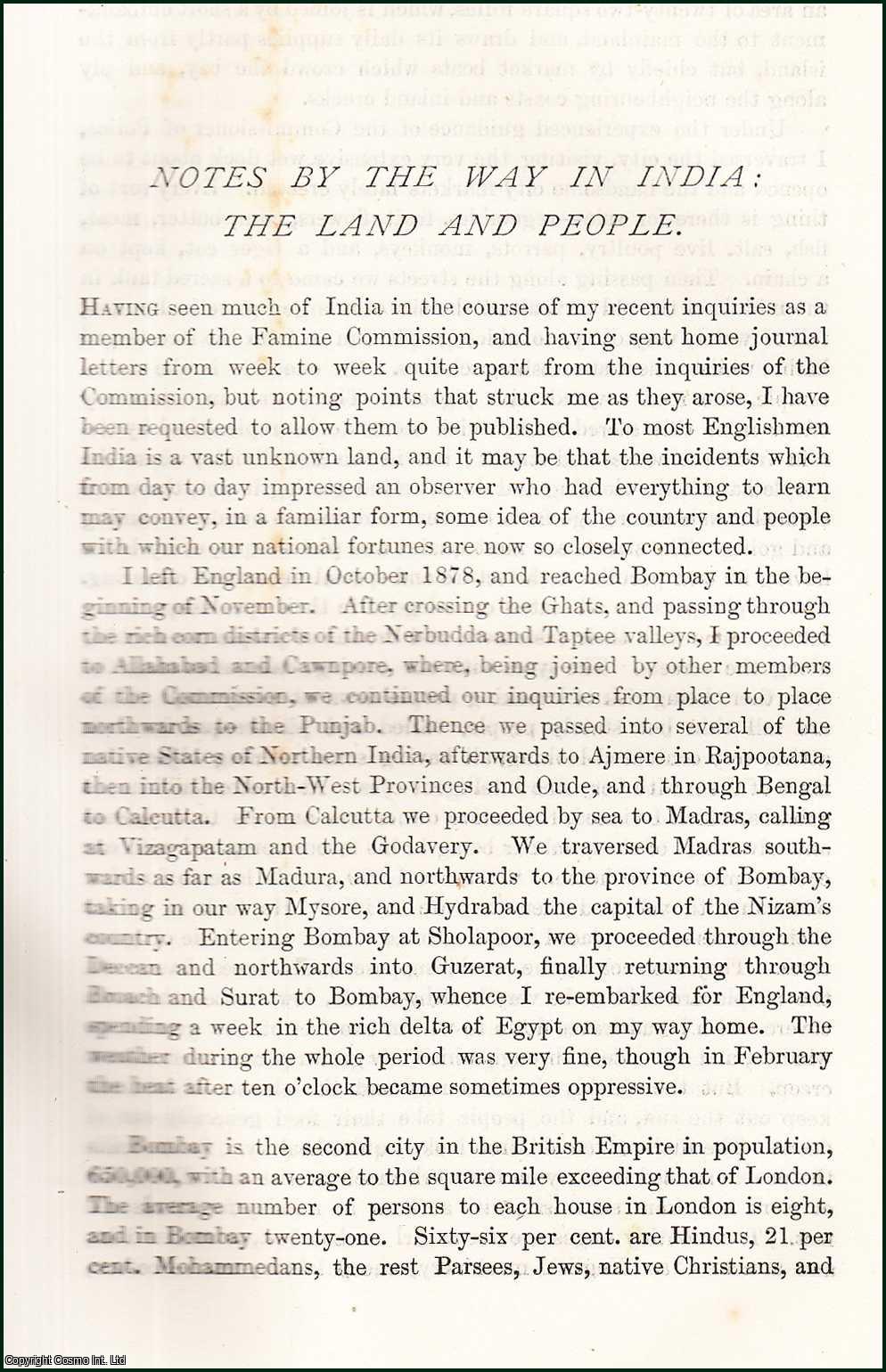 James Caird - Notes by the way in India : The Land and People. A complete 4 part original article from the Nineteenth Century Magazine, 1879.