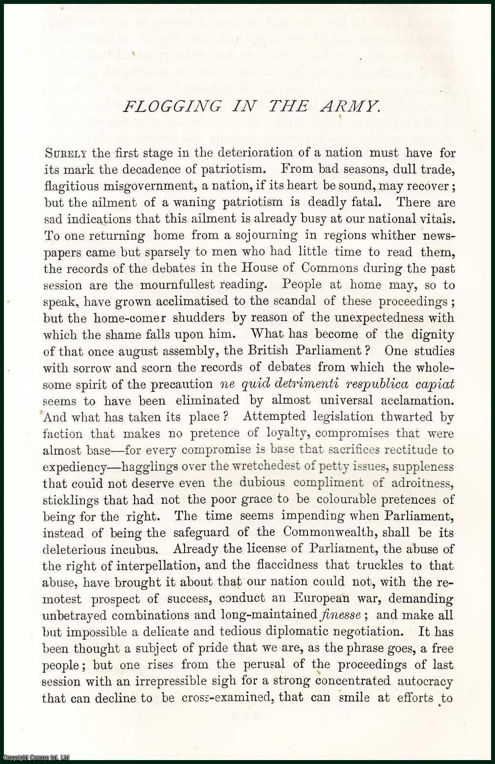 Archibald Forbes - Flogging in the Army. An original article from the Nineteenth Century Magazine, 1879.