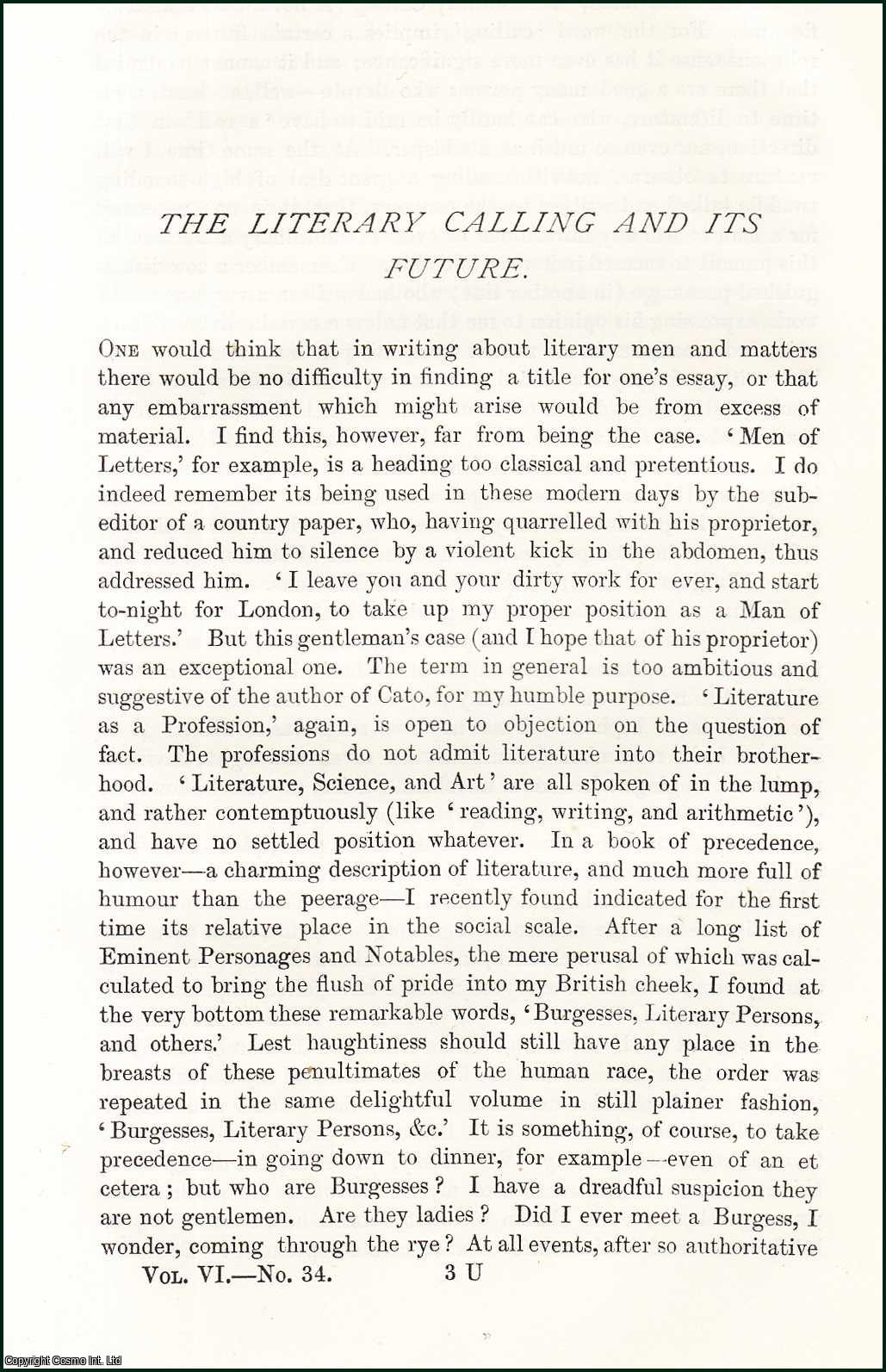 James Payn - The Literary Calling and its Future. An original article from the Nineteenth Century Magazine, 1879.