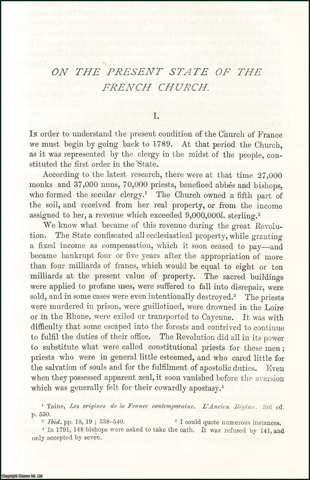 Jean Pierre Paulin Martin - On the Present State of the French Church. With textual figures and table. An original article from the Nineteenth Century Magazine, 1879.
