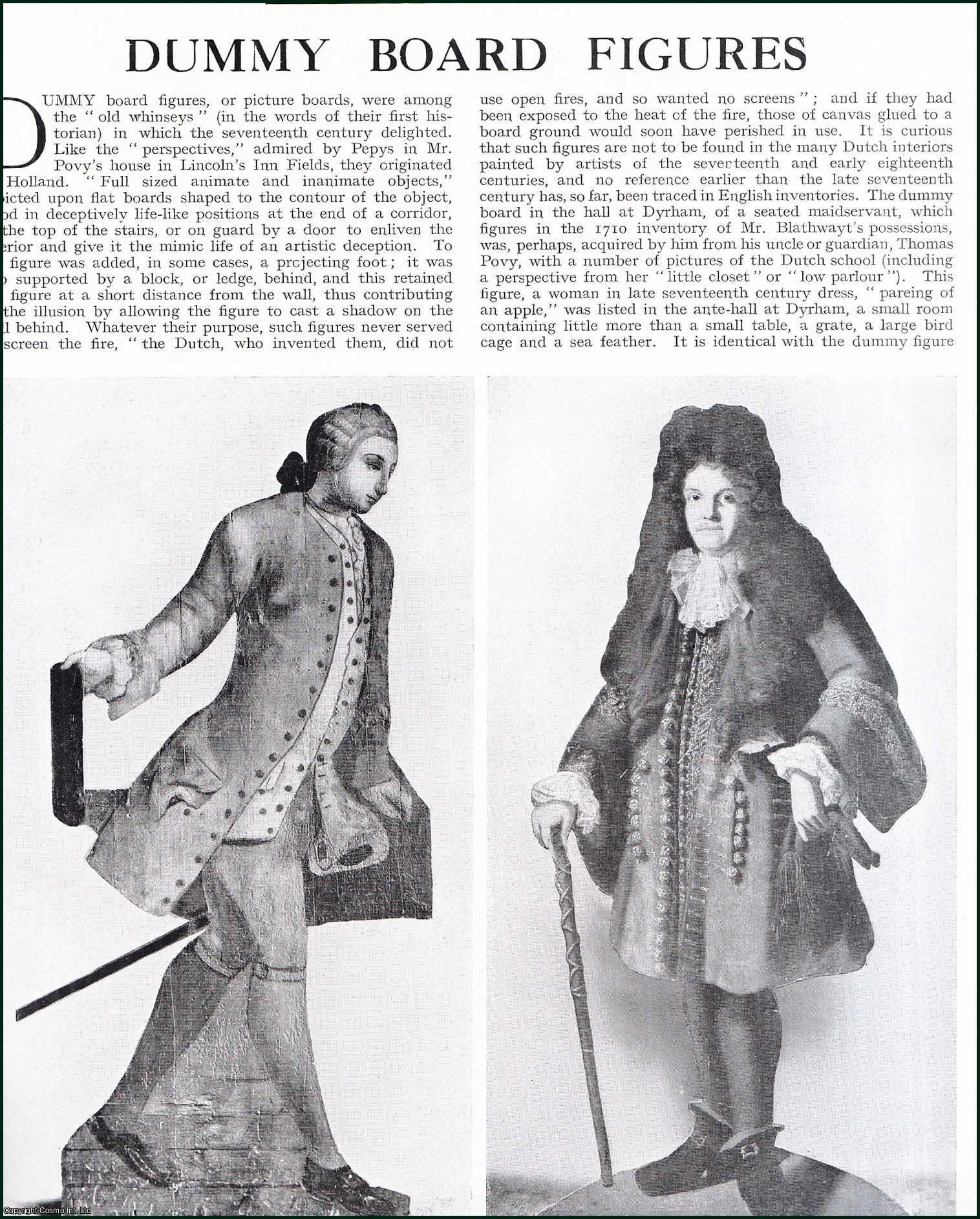 Country Life Magazine - Dummy Board Figures : or picture boards. Several pictures and accompanying text, removed from an original issue of Country Life Magazine, 1926.
