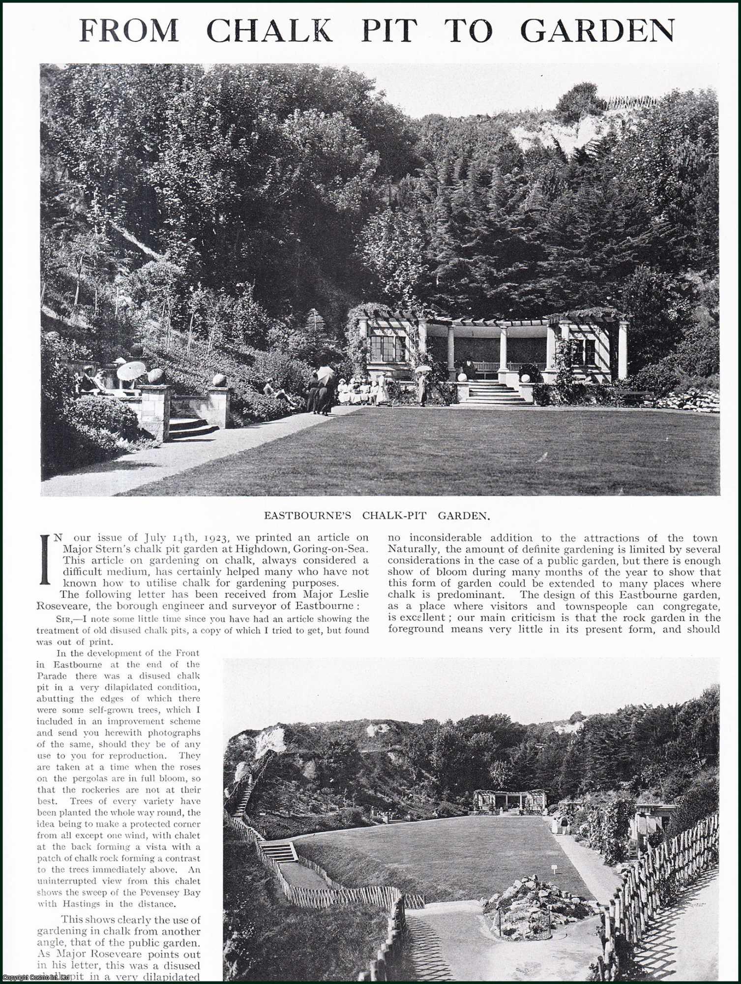 E.H.M. Cox - From Chalk Pit to Garden : Eastbourne. Several pictures and accompanying text, removed from an original issue of Country Life Magazine, 1925.