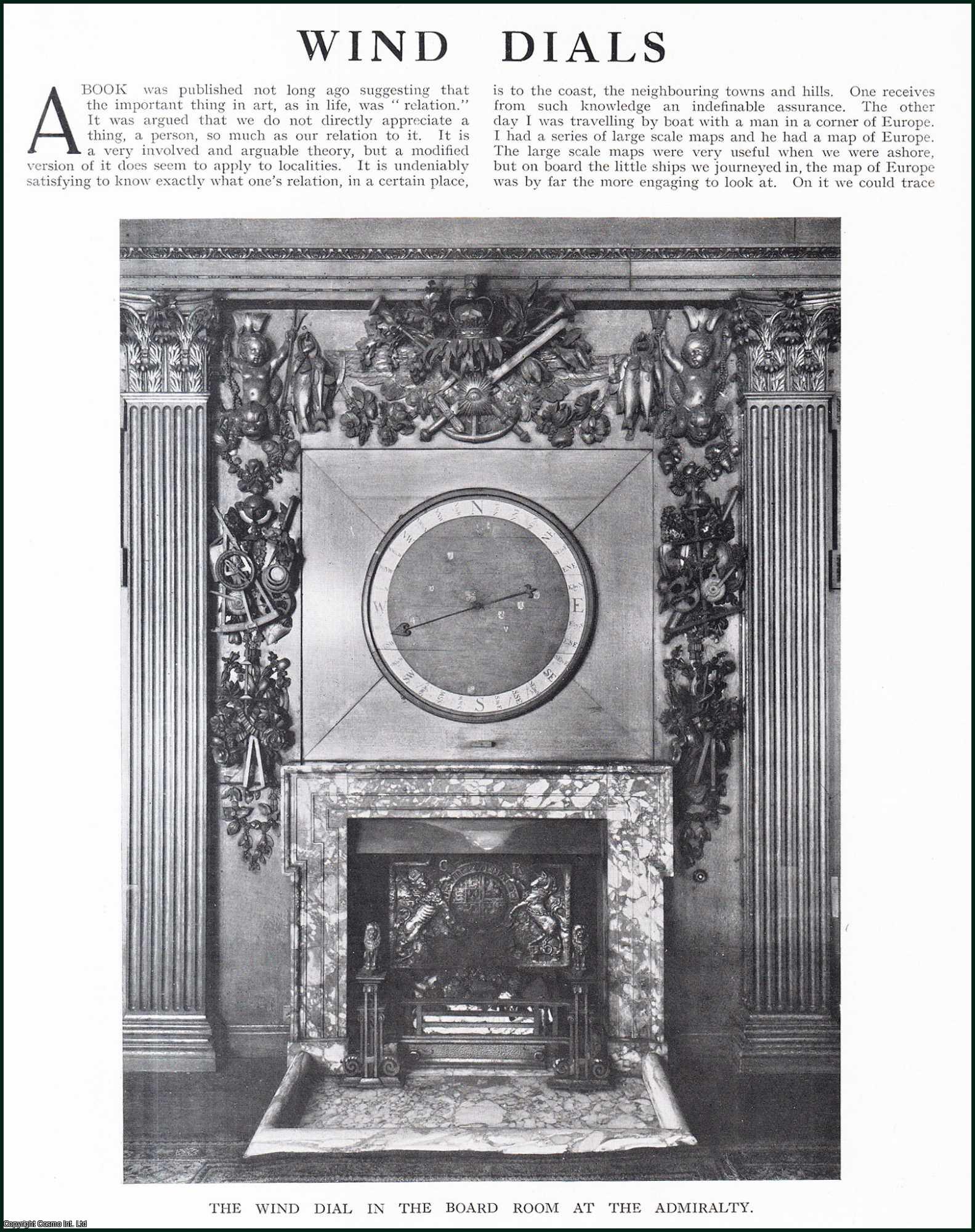 Curius Crowe - Wind Dials : in the gallery at Kensington palace & the Board room at the Admiralty. Several pictures and accompanying text, removed from an original issue of Country Life Magazine, 1925.