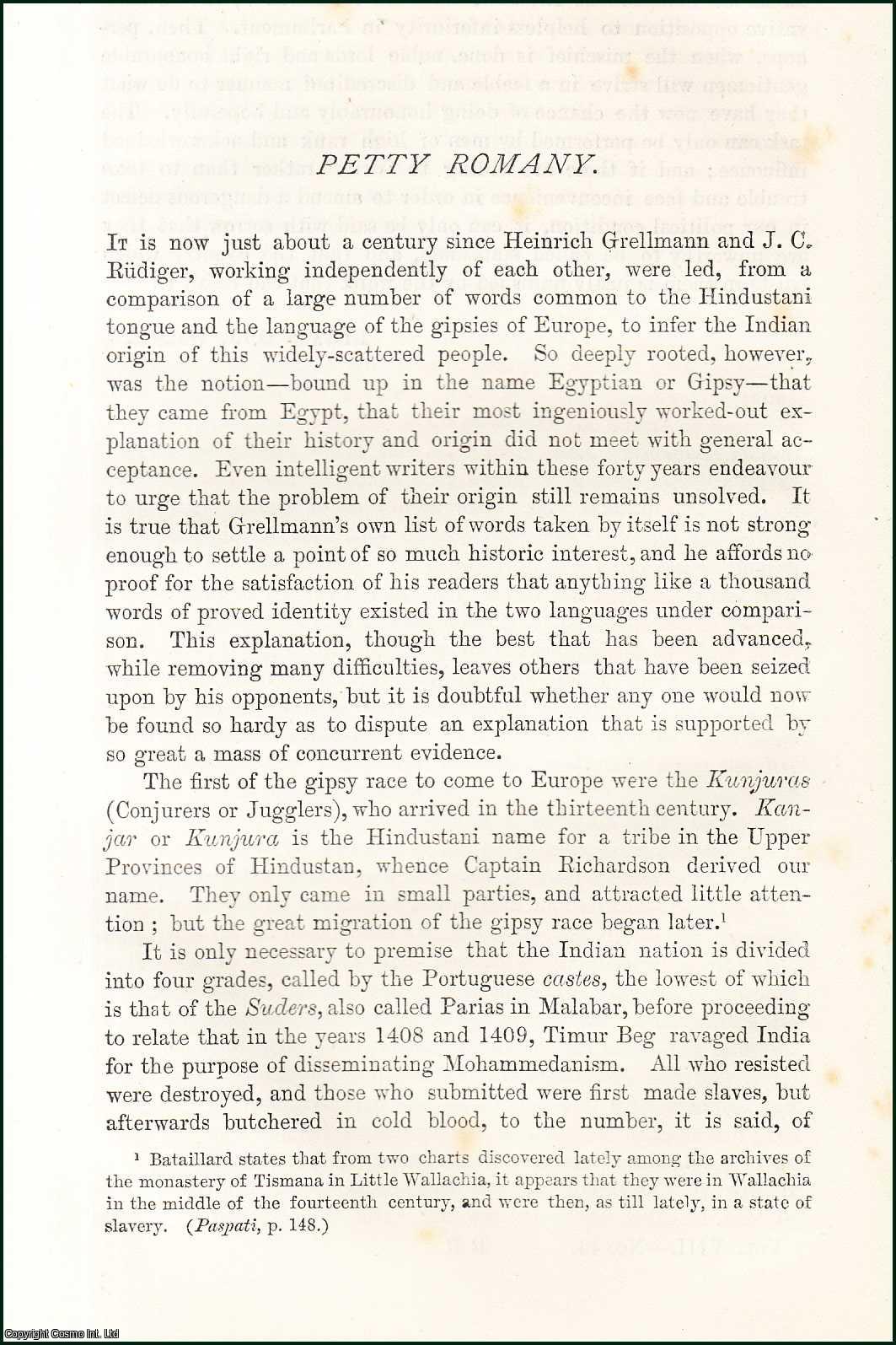 Joseph Lucas - Petty Romany : Clans of Gypsies. An original article from the Nineteenth Century Magazine, 1880.