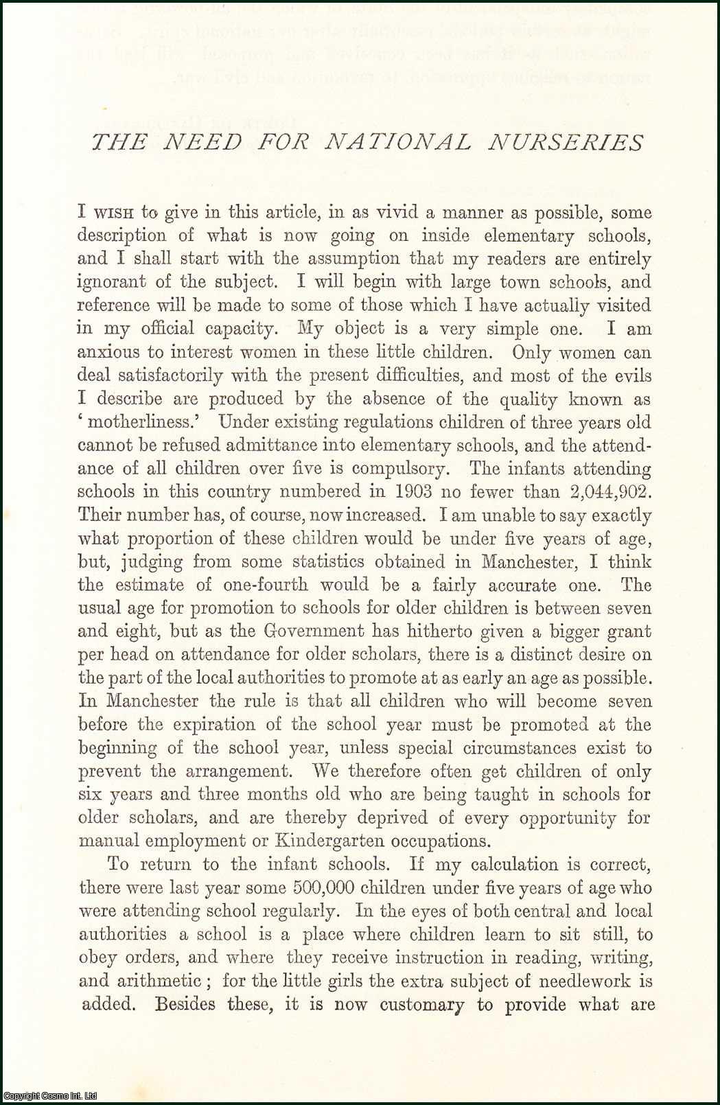 K. Bathurst - The Need For National Nurseries. An original article from the Nineteenth Century Magazine, 1905.