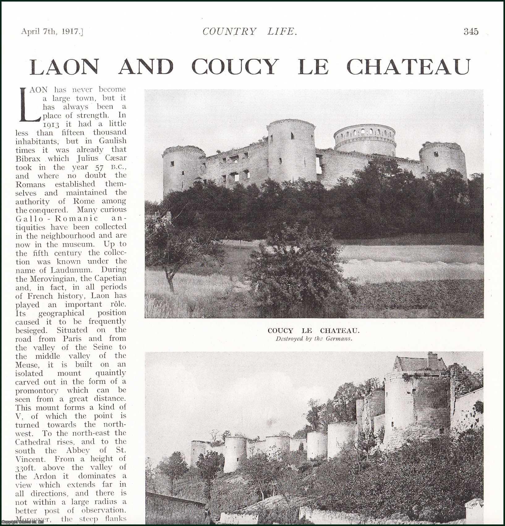 Henry D. Davray - Laon & Coucy Le Chateau. Several pictures and accompanying text, removed from an original issue of Country Life Magazine, 1917.
