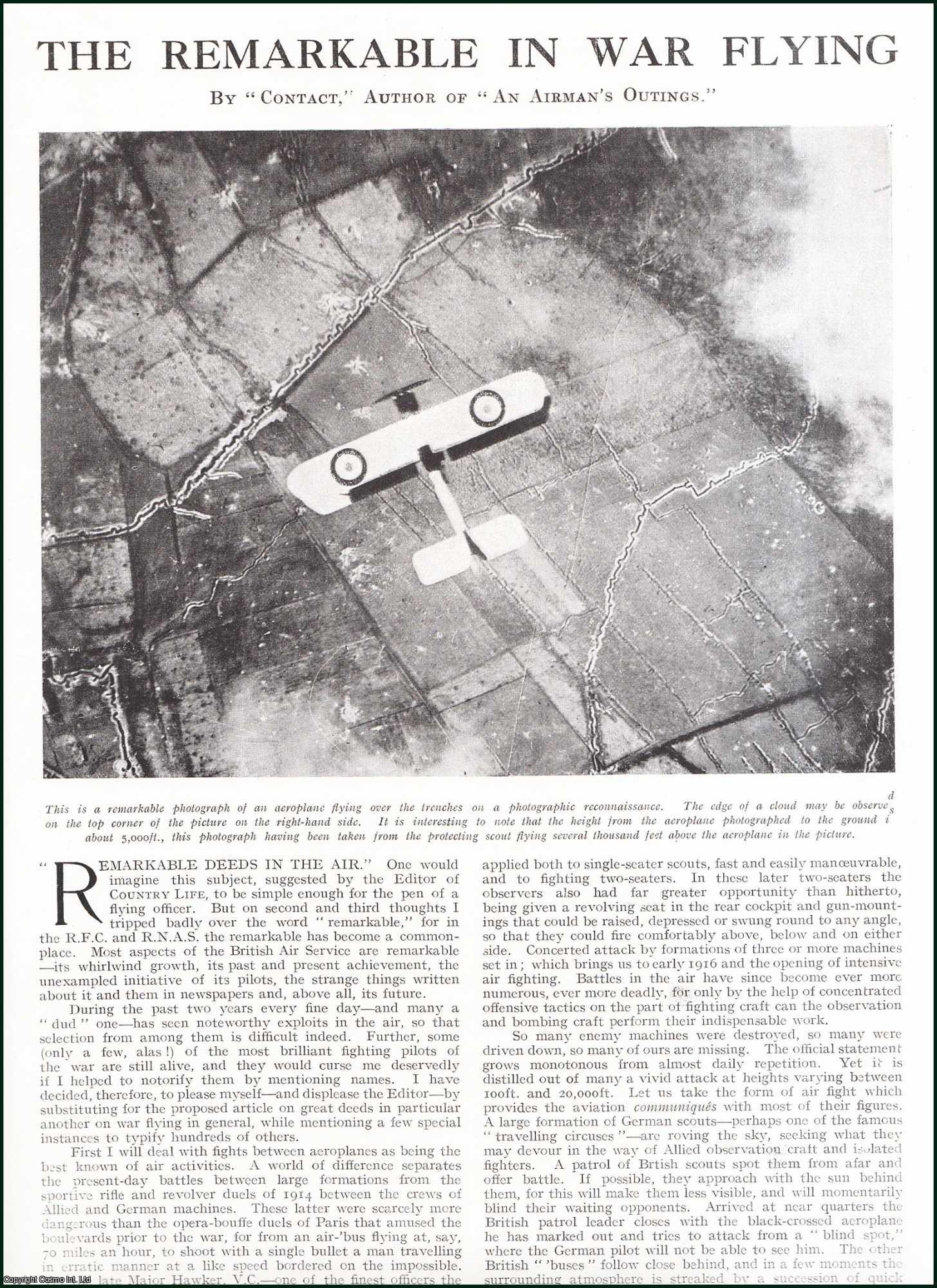 Country Life Magazine - The Remarkable in War Flying. Several pictures and accompanying text, removed from an original issue of Country Life Magazine, 1917.