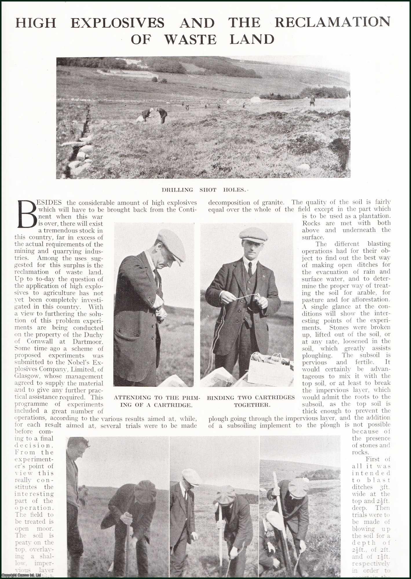 H. Vendelmans - High Explosives & the Reclamation of Waste Land, Duchy of Cornwall at Dartmoor. Several pictures and accompanying text, removed from an original issue of Country Life Magazine, 1917.