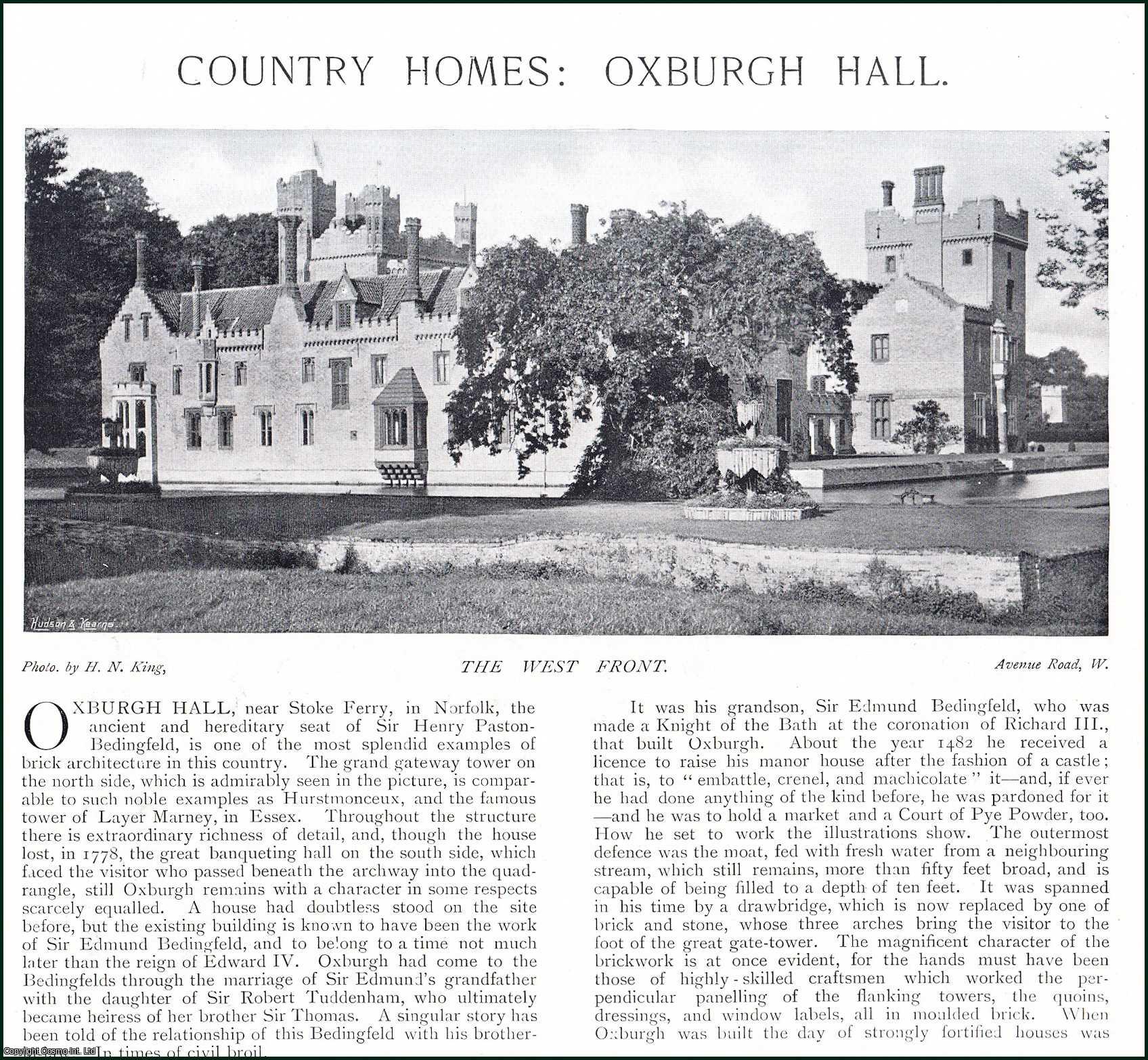 John Leyland - Oxburgh Hall, near Stoke Ferry, in Norfolk : the Ancient & Hereditary Seat of Sir Henry Paston-Bedingfield. Several pictures and accompanying text, removed from an original issue of Country Life Magazine, 1897.